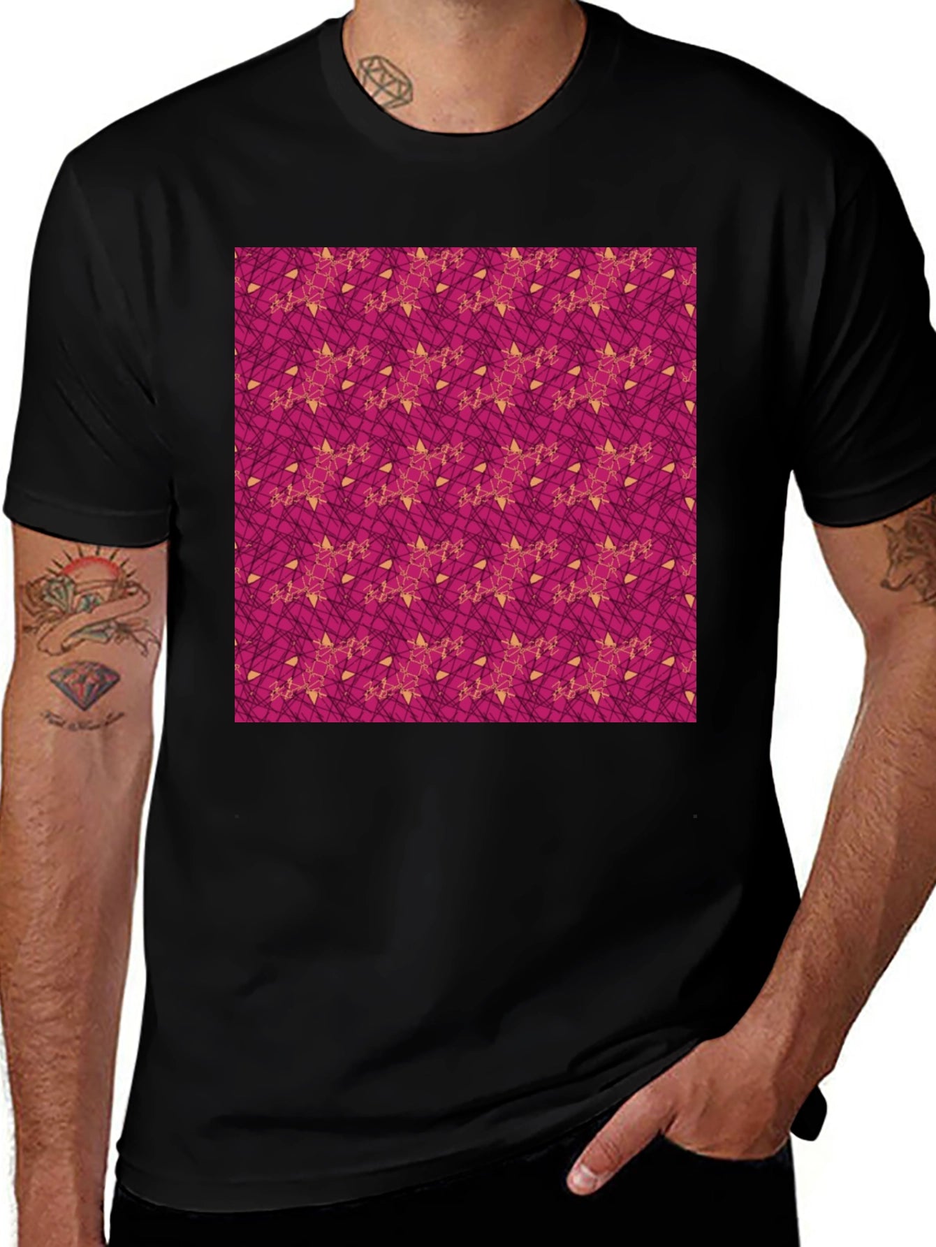 Patterned Black T-Shirt