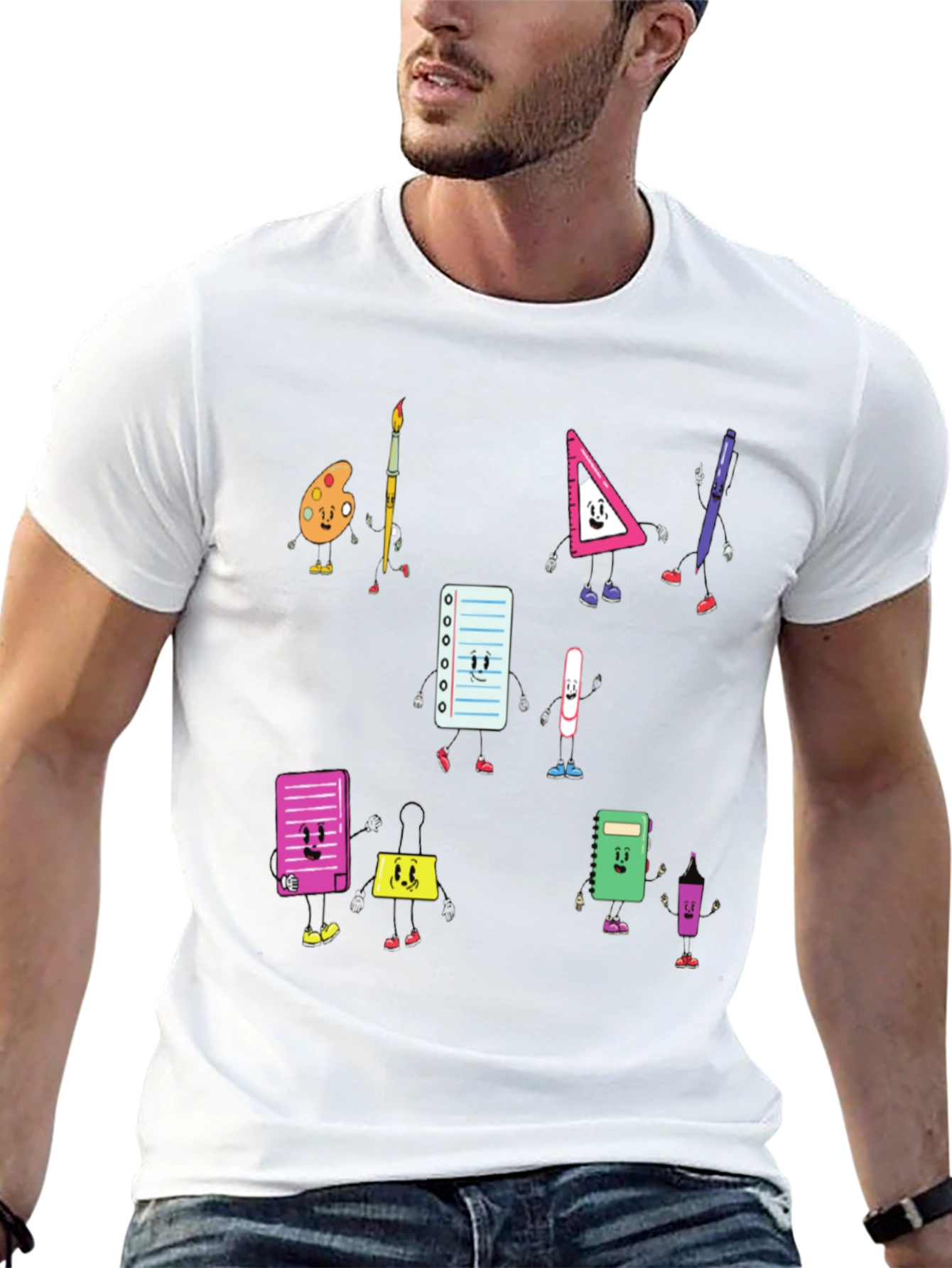 Cartoon School Supply T-Shirt: Back to School Style