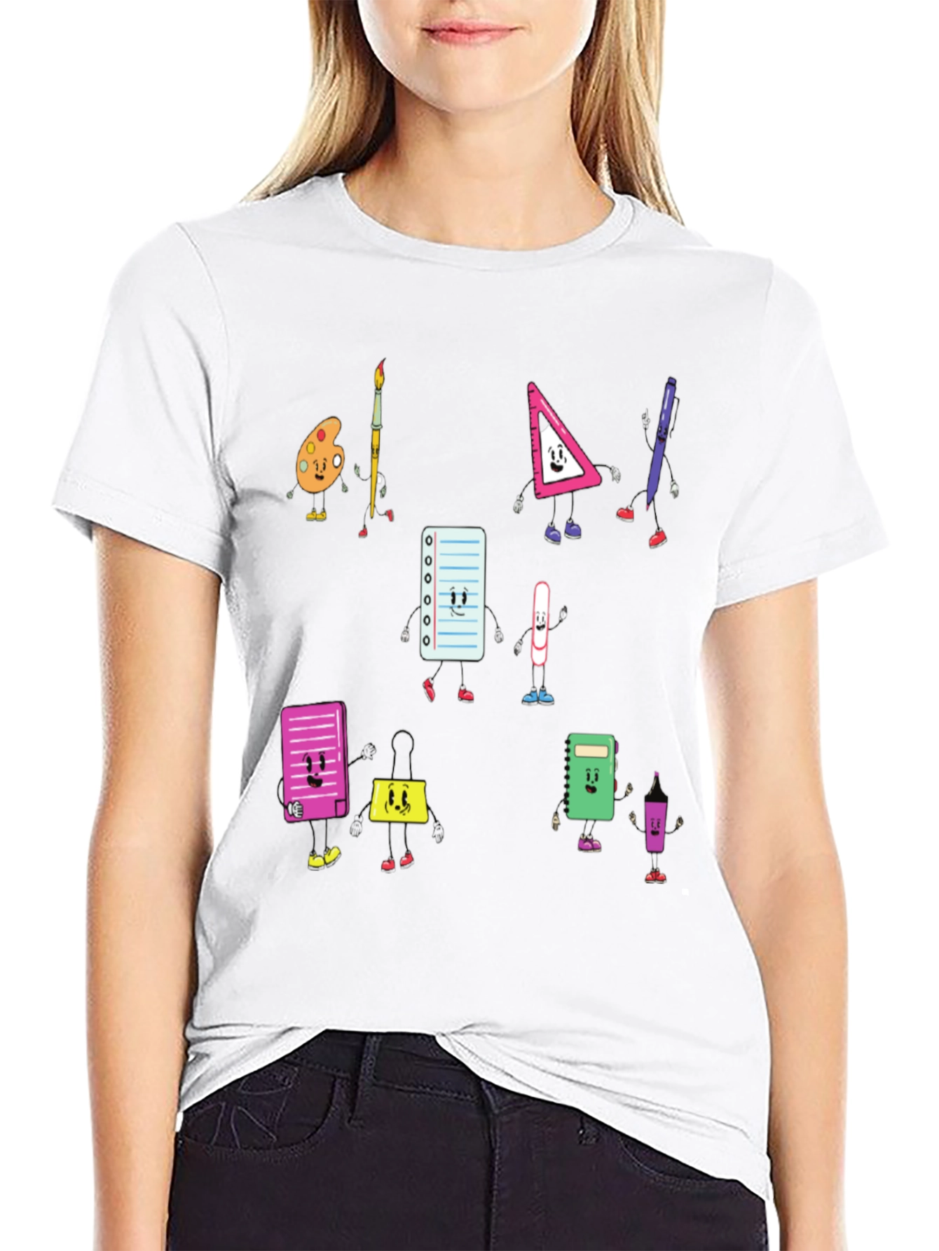 Cartoon School Supply T-Shirt: Back to School Style
