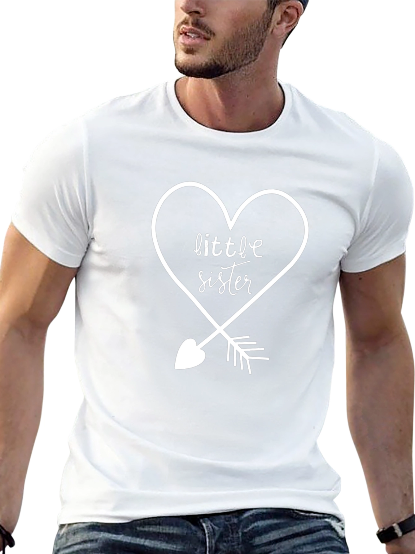 Little Sister Heart Arrow T-Shirt - Black
