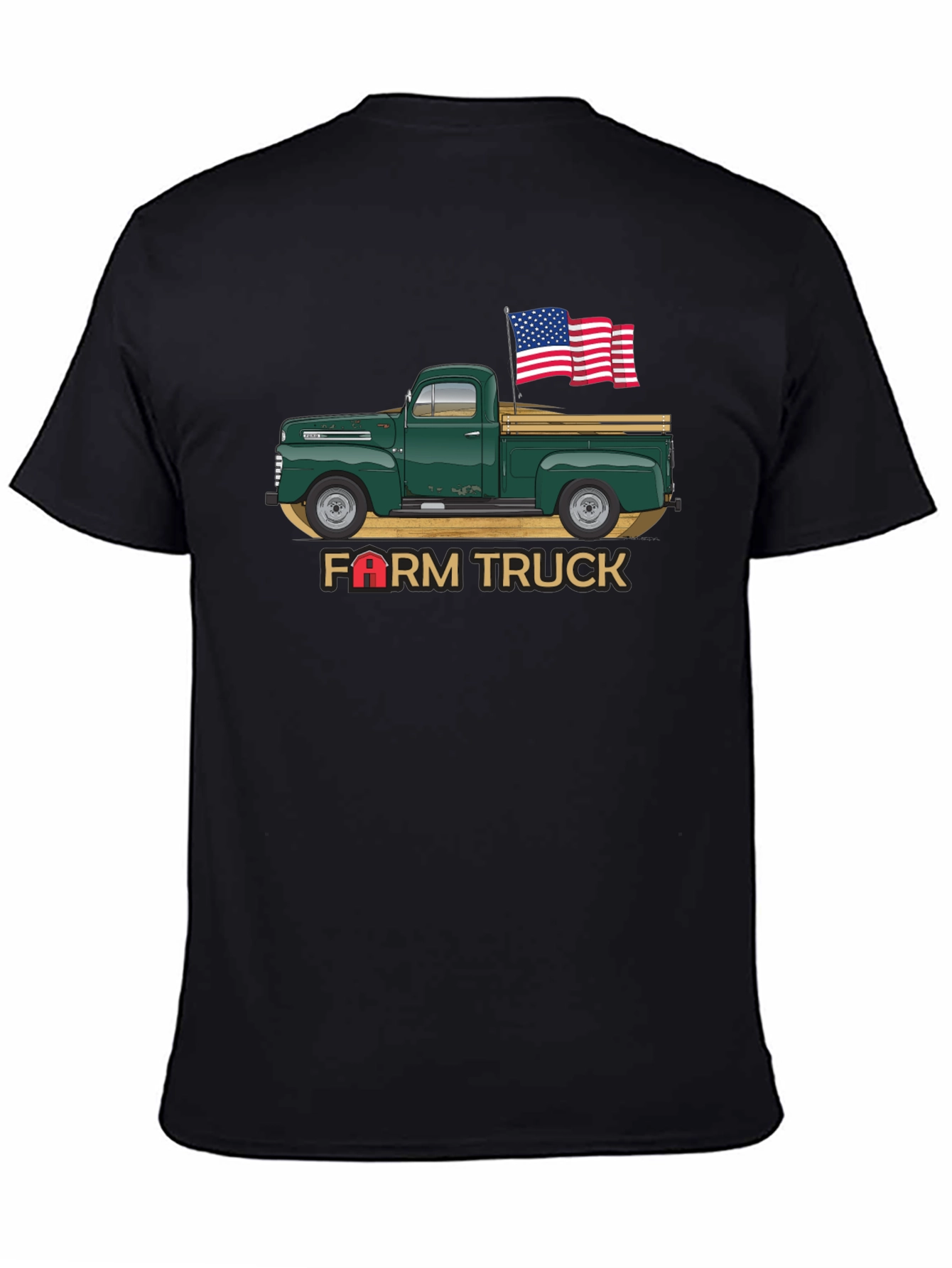 Farm Truck USA Flag Graphic Tee - Black