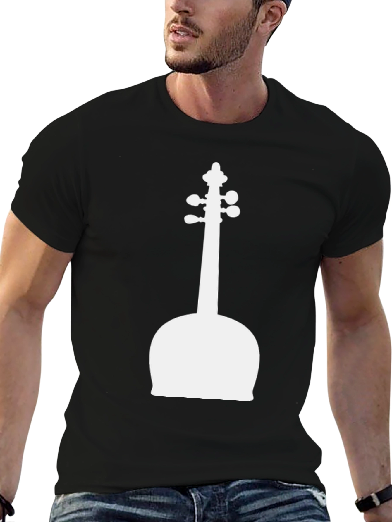 Unique Cello Graphic Tee - Black Cotton Blend