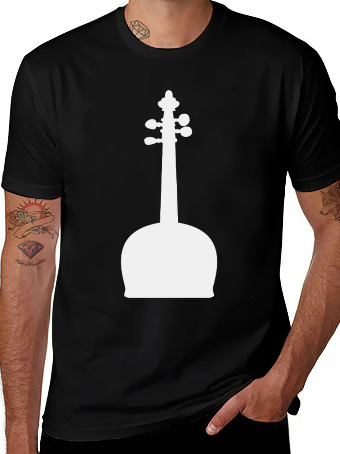Unique Cello Graphic Tee - Black Cotton Blend