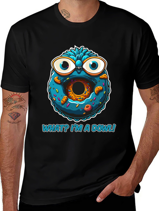 Funny Donut Owl Graphic Tee - What? Im a Dowl! Black T-Shirt