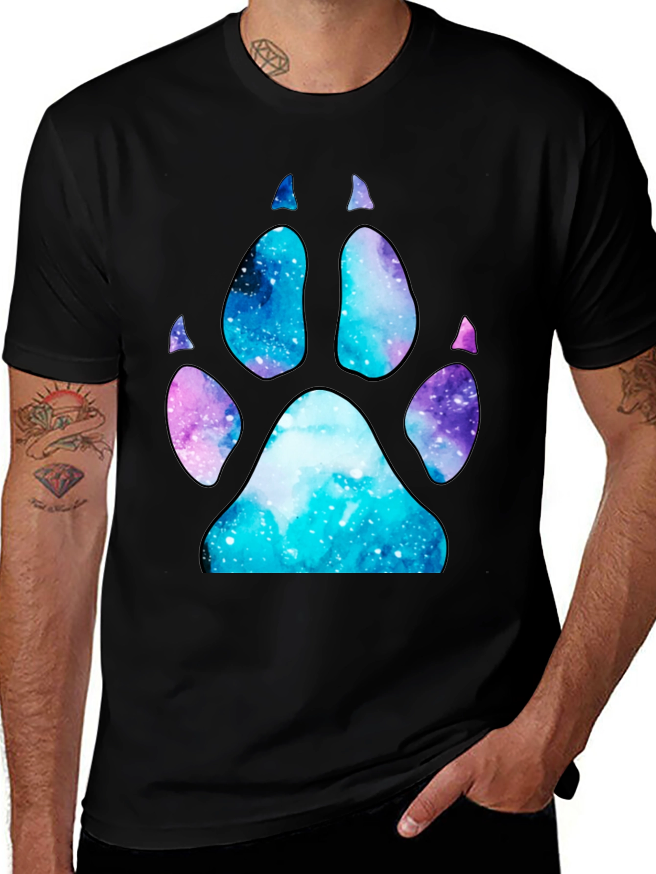 Galaxy Paw Print T-Shirt - Stylish Space Design