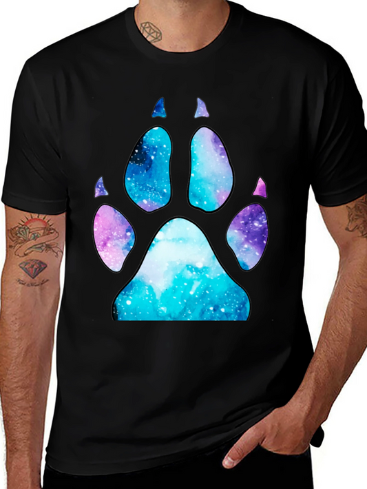 Galaxy Paw Print T-Shirt - Stylish Space Design