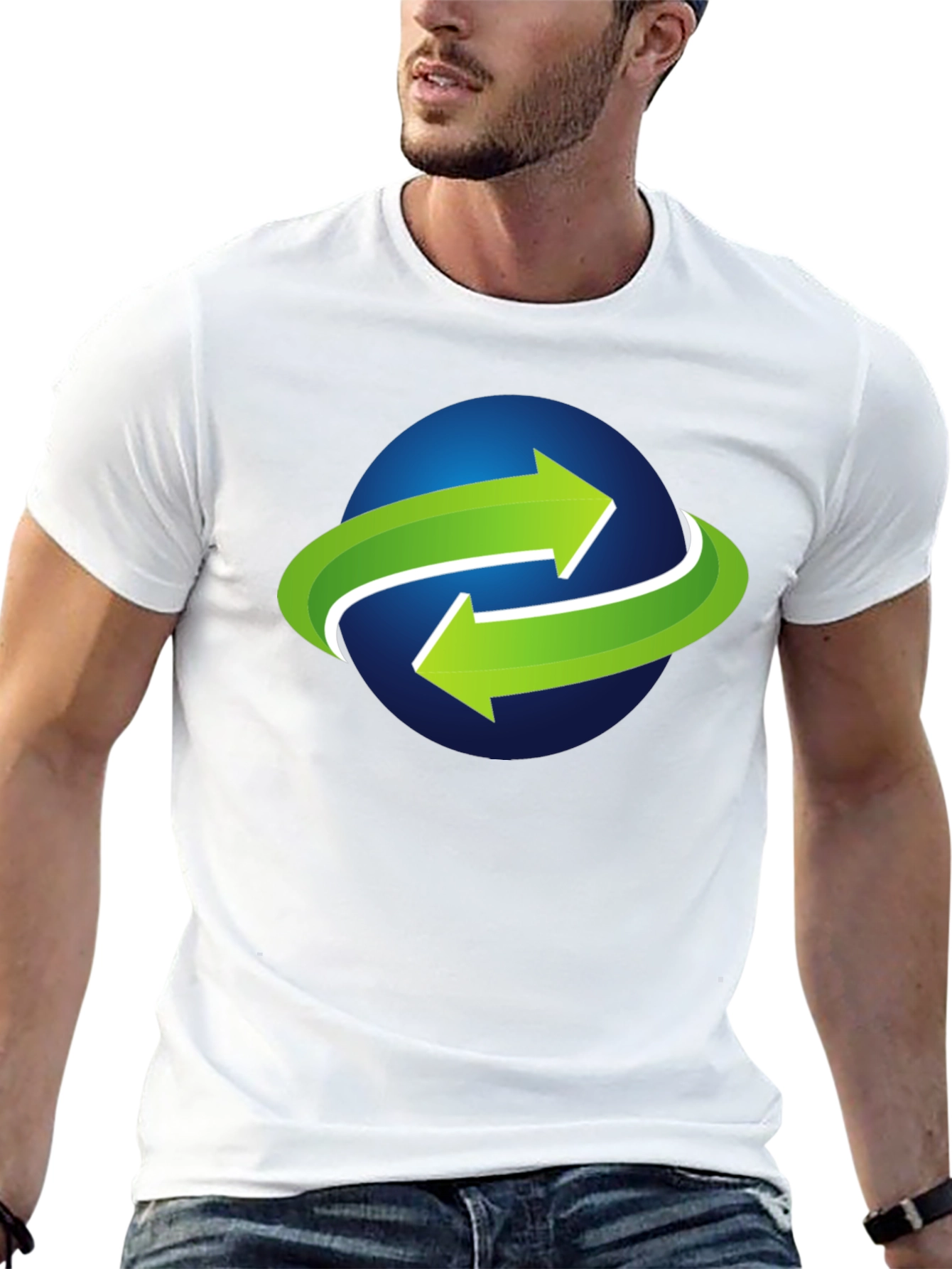 Green Arrow Globe Graphic Tee - Black