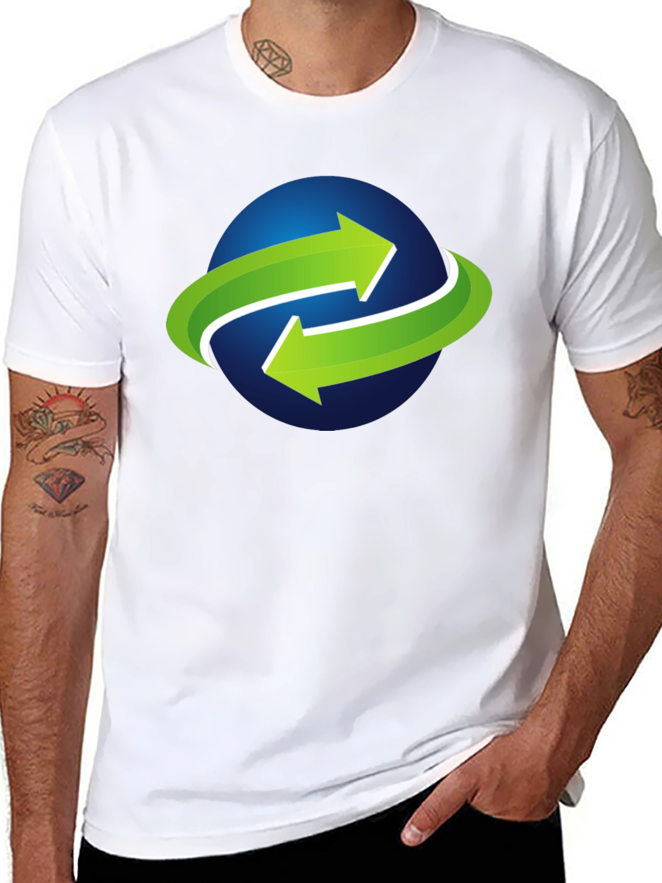 Green Arrow Globe Graphic Tee - Black