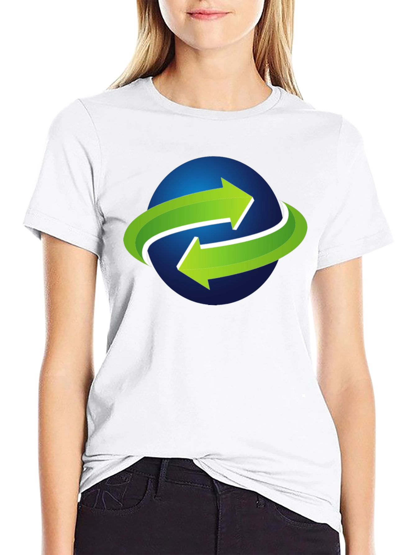 Green Arrow Globe Graphic Tee - Black