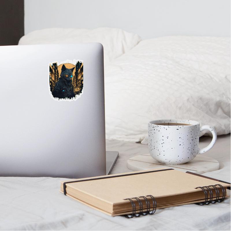 Cyberpunk cat in the city