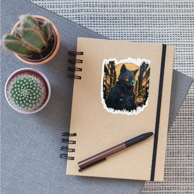 Cyberpunk cat in the city