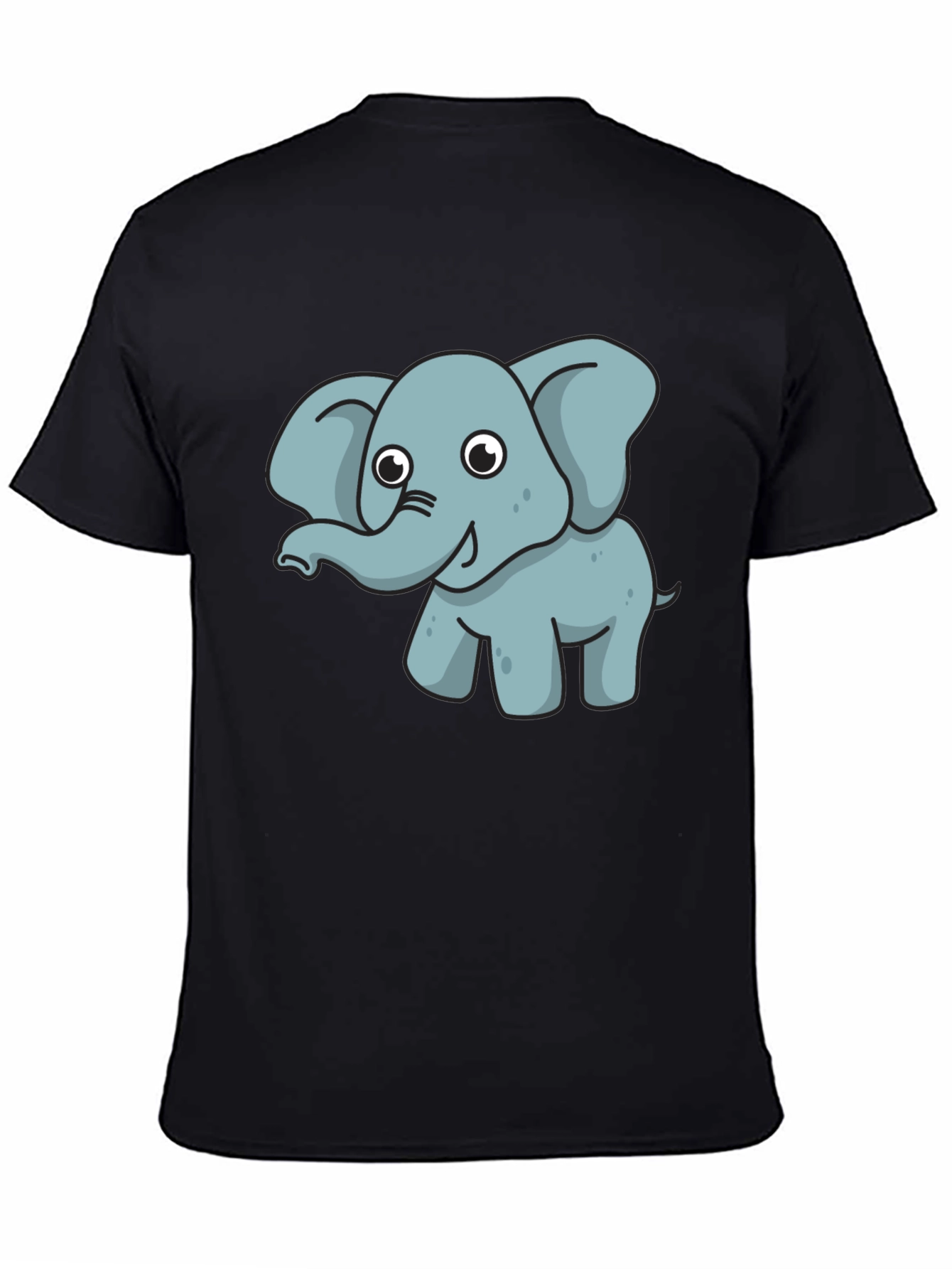 Cute Elephant Graphic Tee - Black Cotton T-Shirt