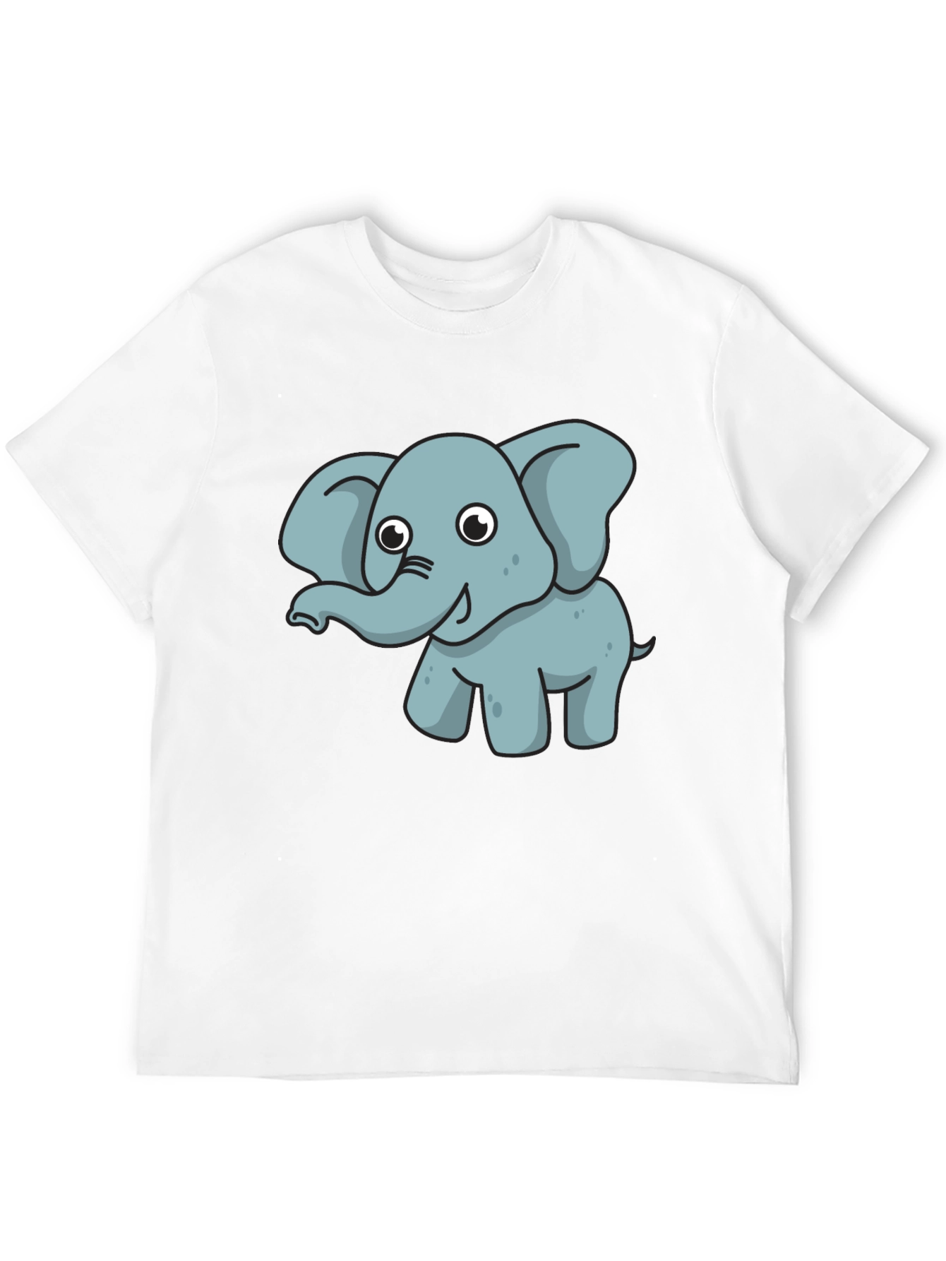 Cute Elephant Graphic Tee - Black Cotton T-Shirt
