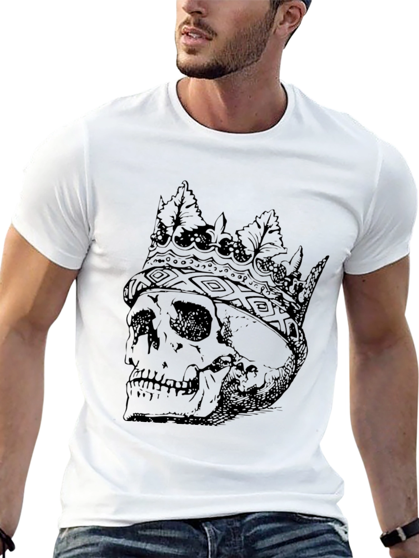 Skull King Graphic Tee - Black Cotton Blend
