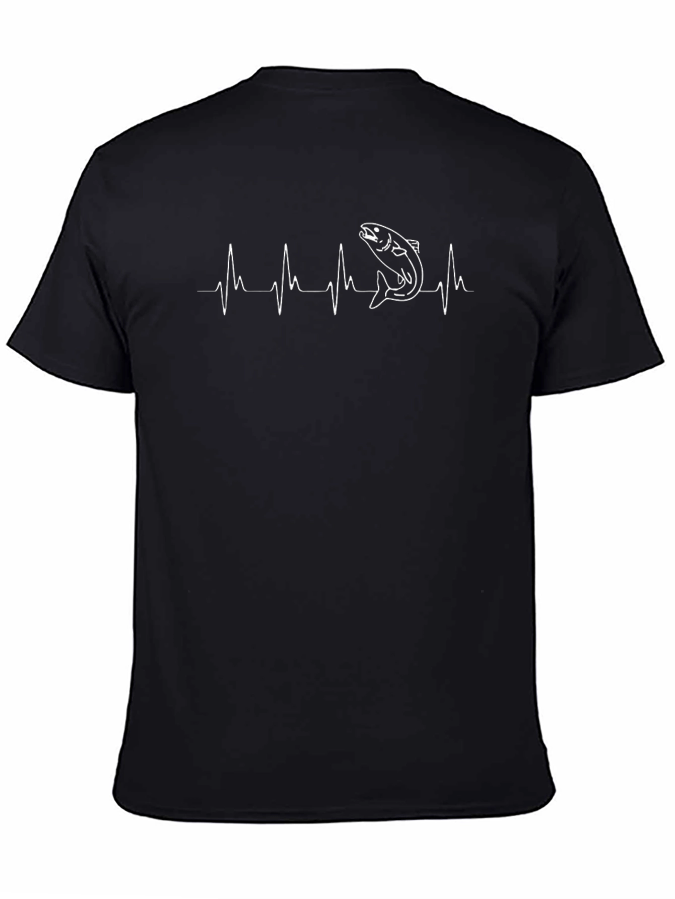 Fishing Heartbeat T-Shirt - Black Cotton Tee