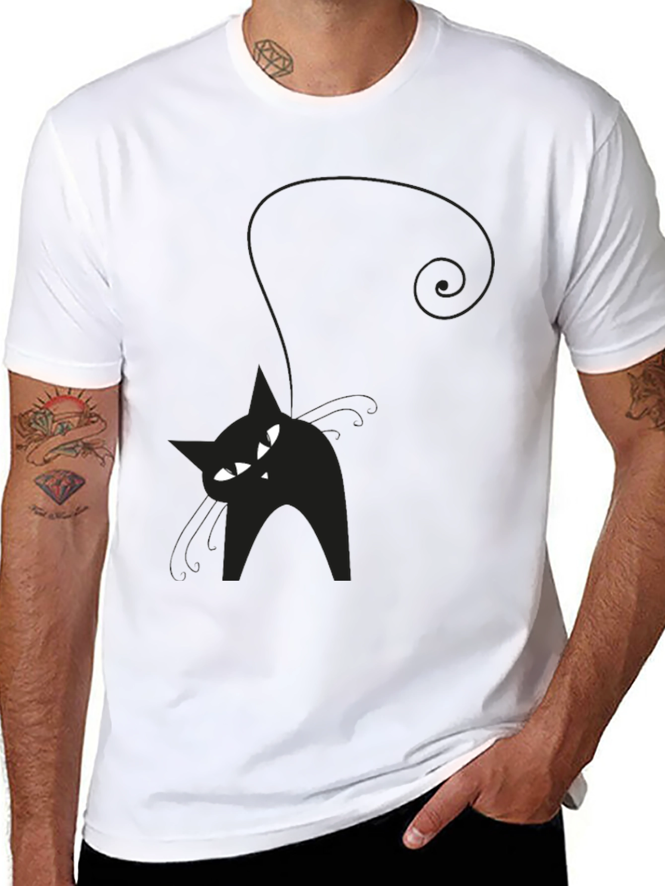 Black Cat Graphic Tee - Halloween Style