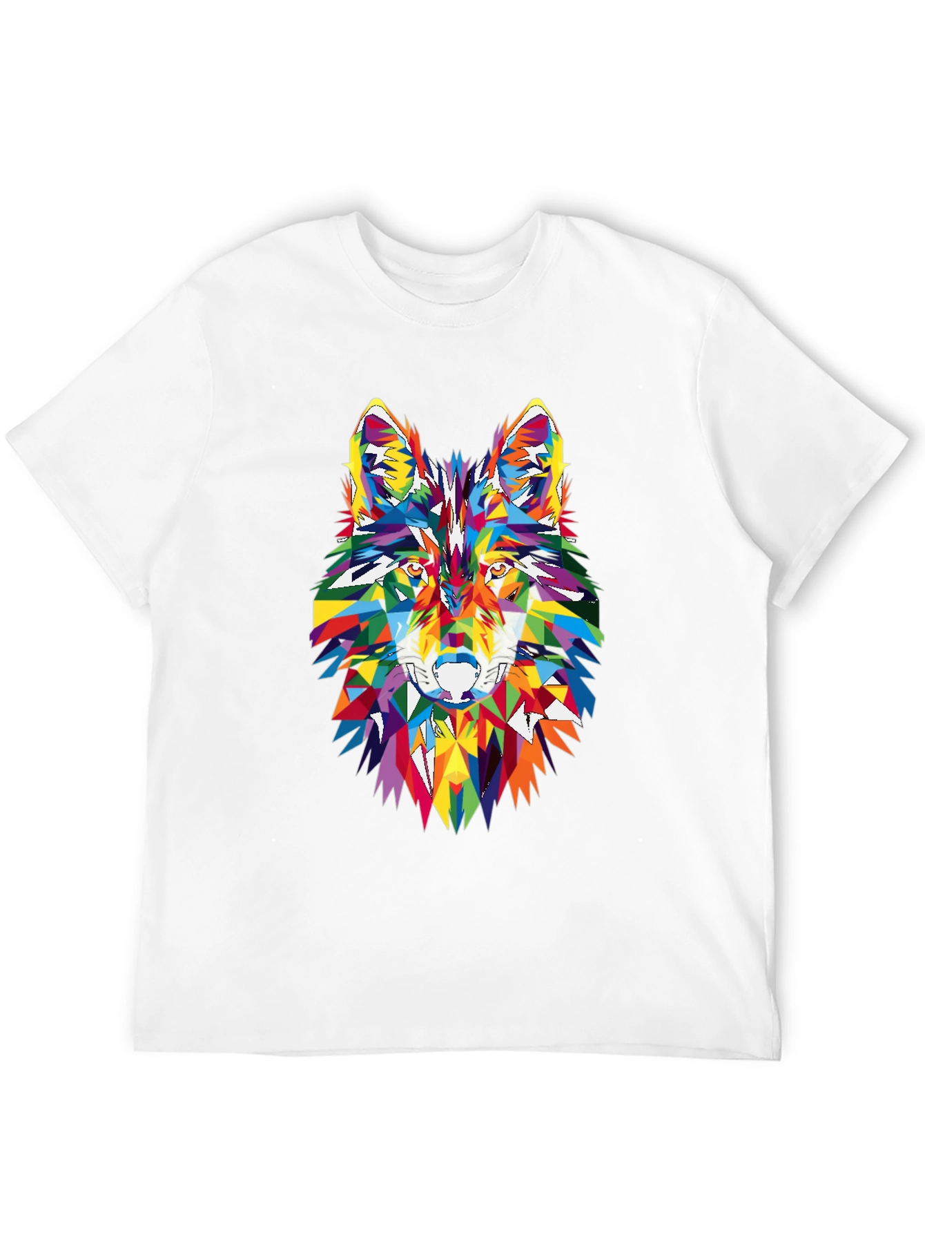 Geometric Wolf Head Graphic Black T-Shirt