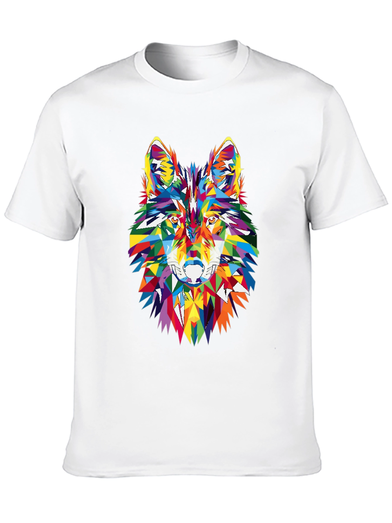 Geometric Wolf Head Graphic Black T-Shirt