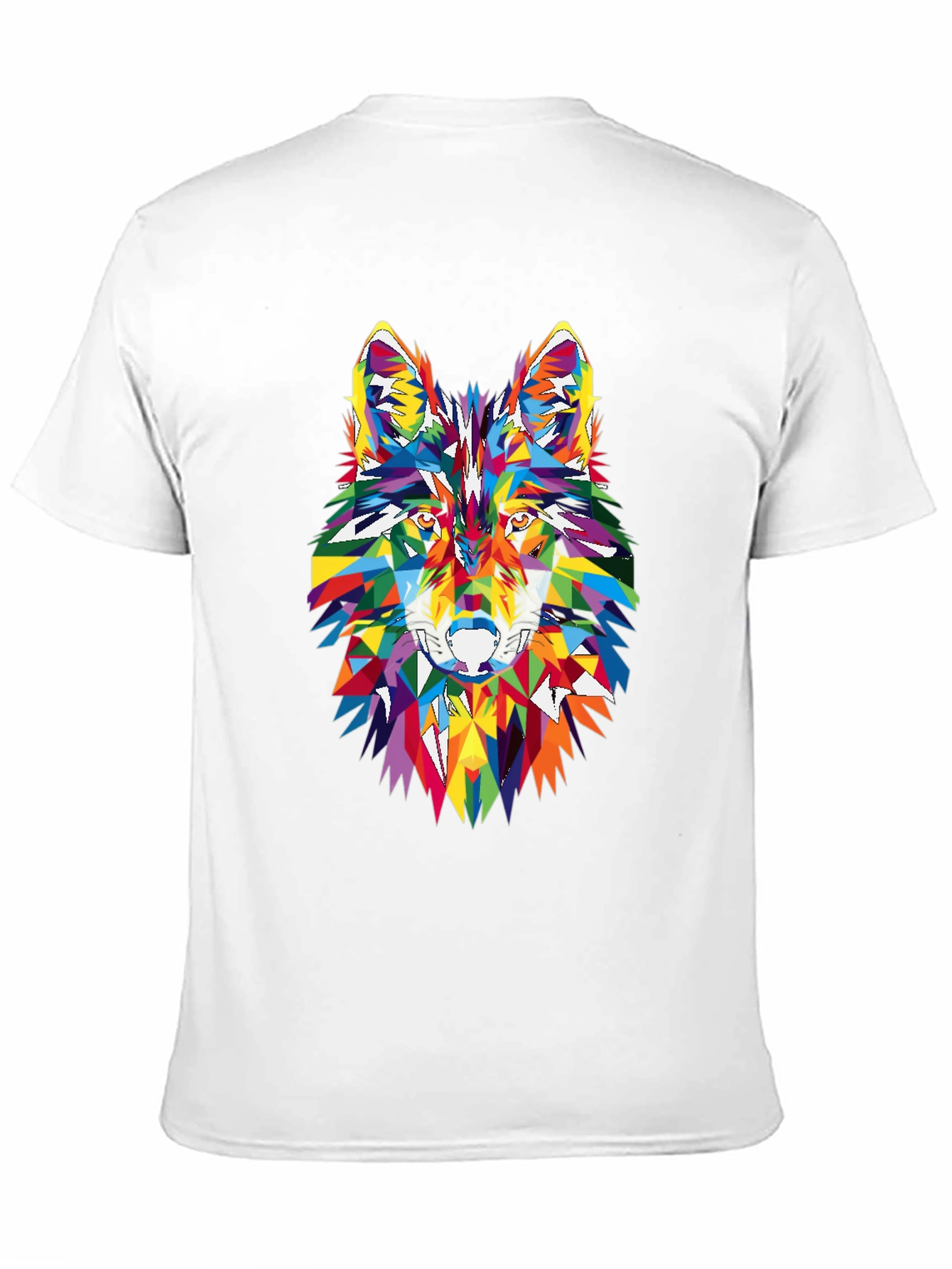 Geometric Wolf Head Graphic Black T-Shirt