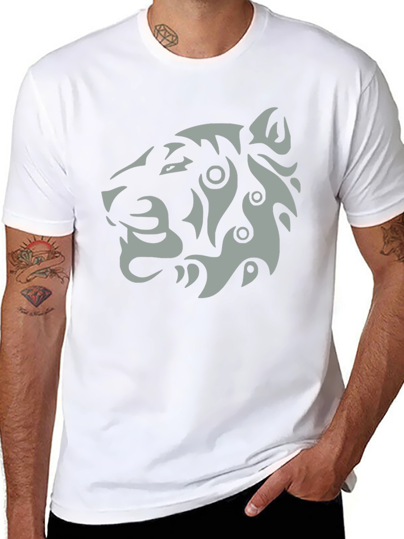 Tribal Tiger Graphic T-Shirt - Stylish Mens Tee