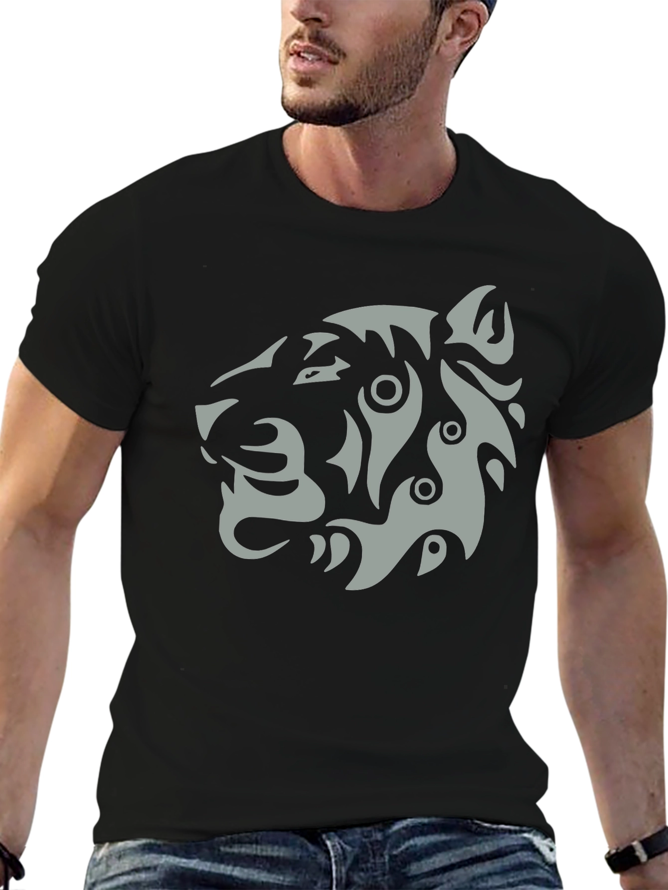 Tribal Tiger Graphic T-Shirt - Stylish Mens Tee