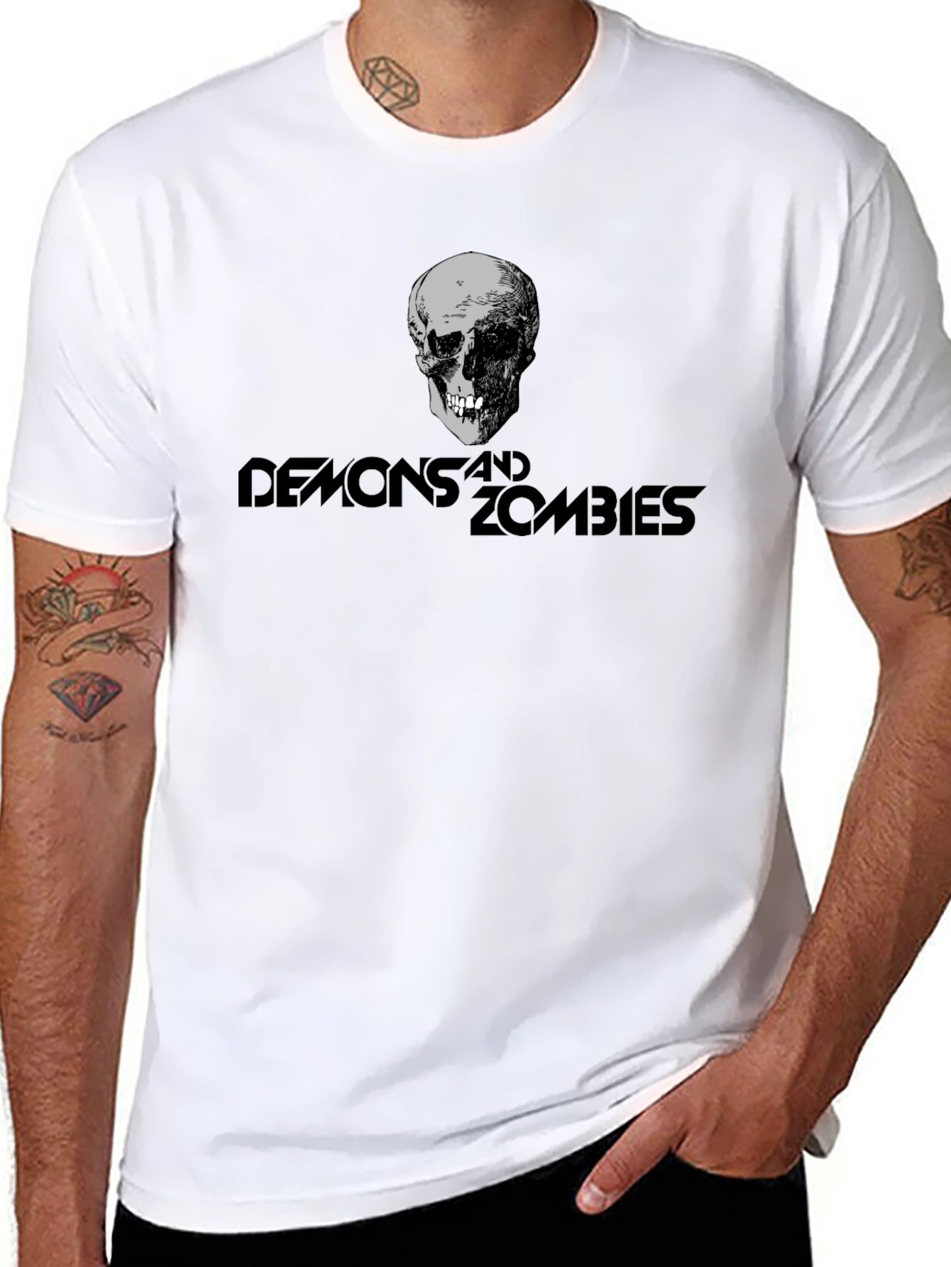 Demons and Zombies Graphic T-Shirt - Skull Design