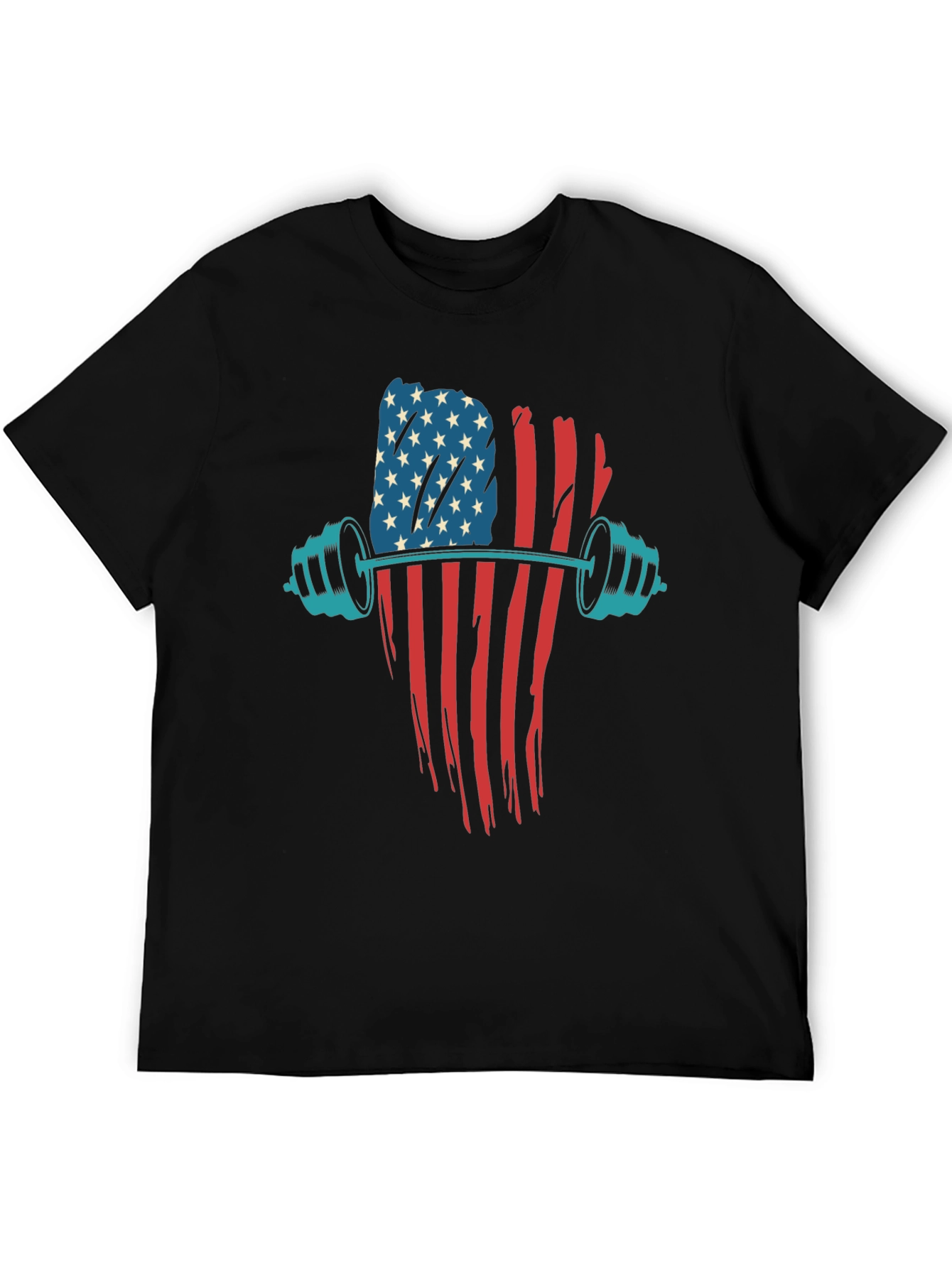 Patriotic Barbell T-Shirt - American Flag Gym Wear