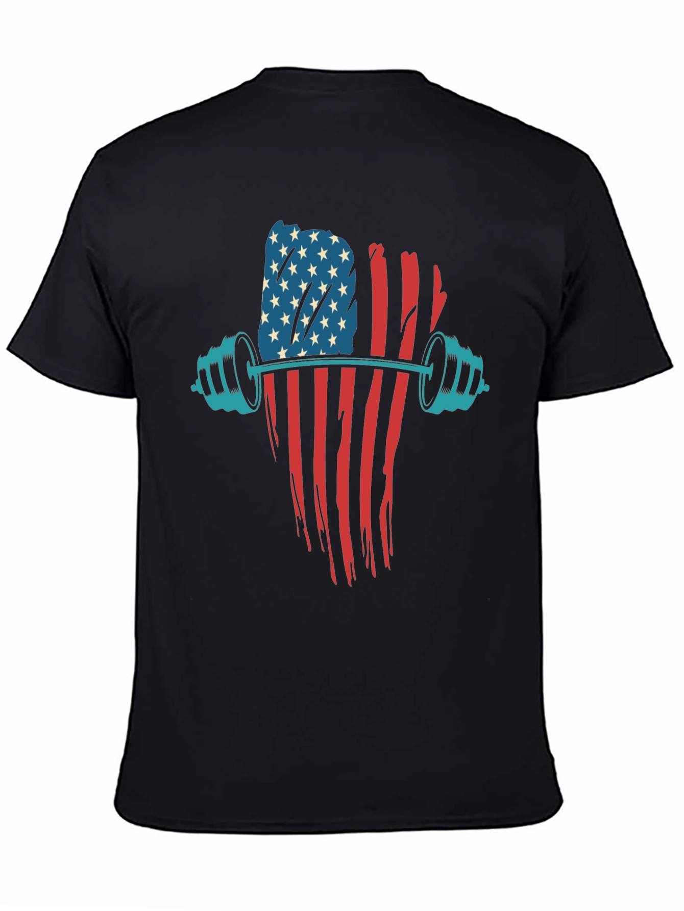 Patriotic Barbell T-Shirt - American Flag Gym Wear