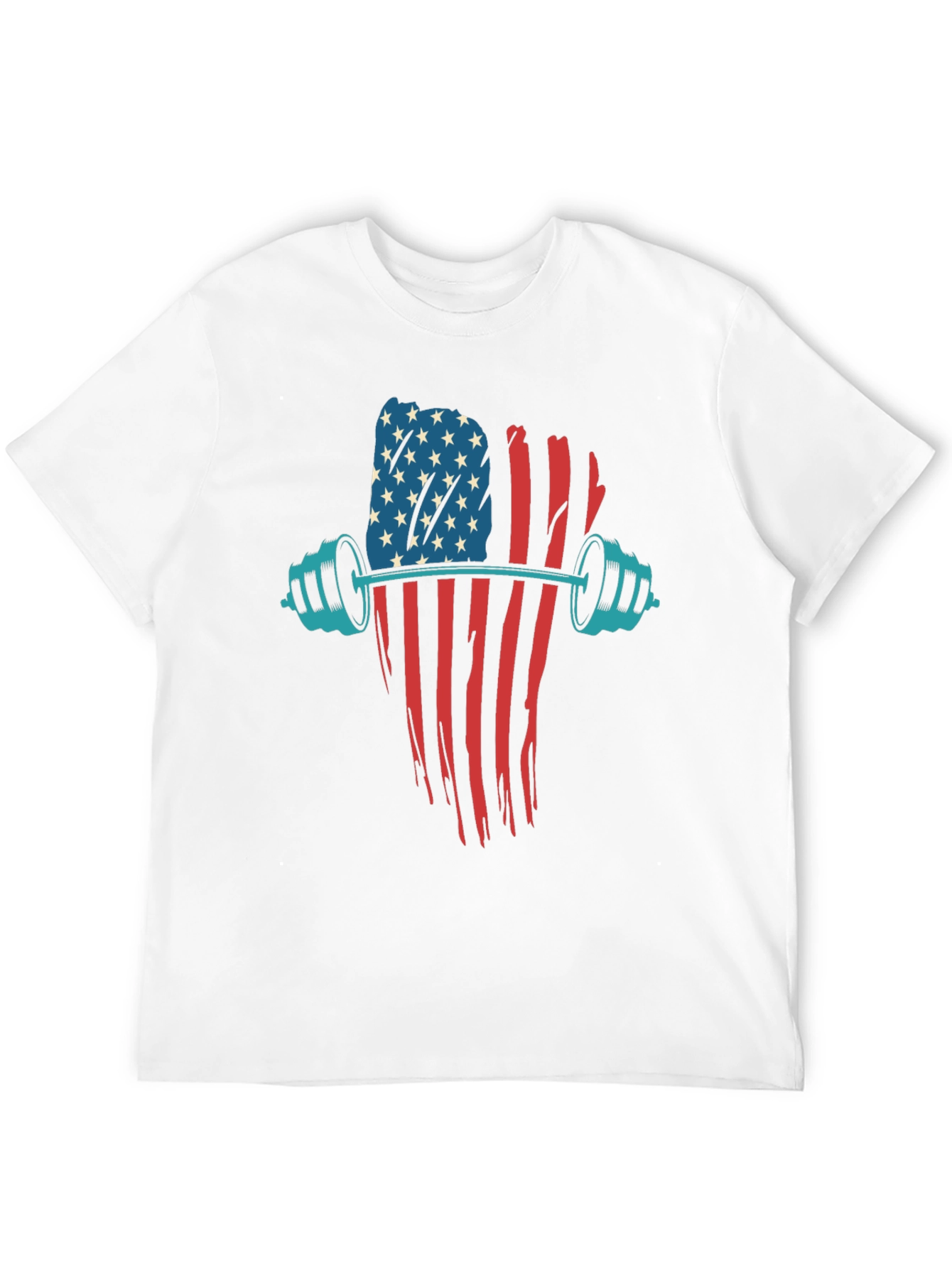 Patriotic Barbell T-Shirt - American Flag Gym Wear