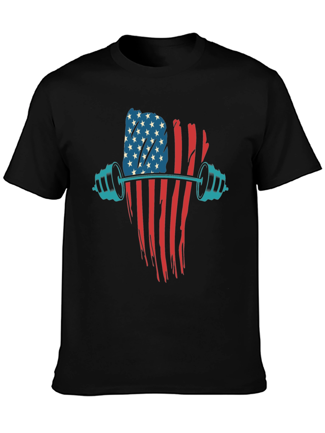 Patriotic Barbell T-Shirt - American Flag Gym Wear