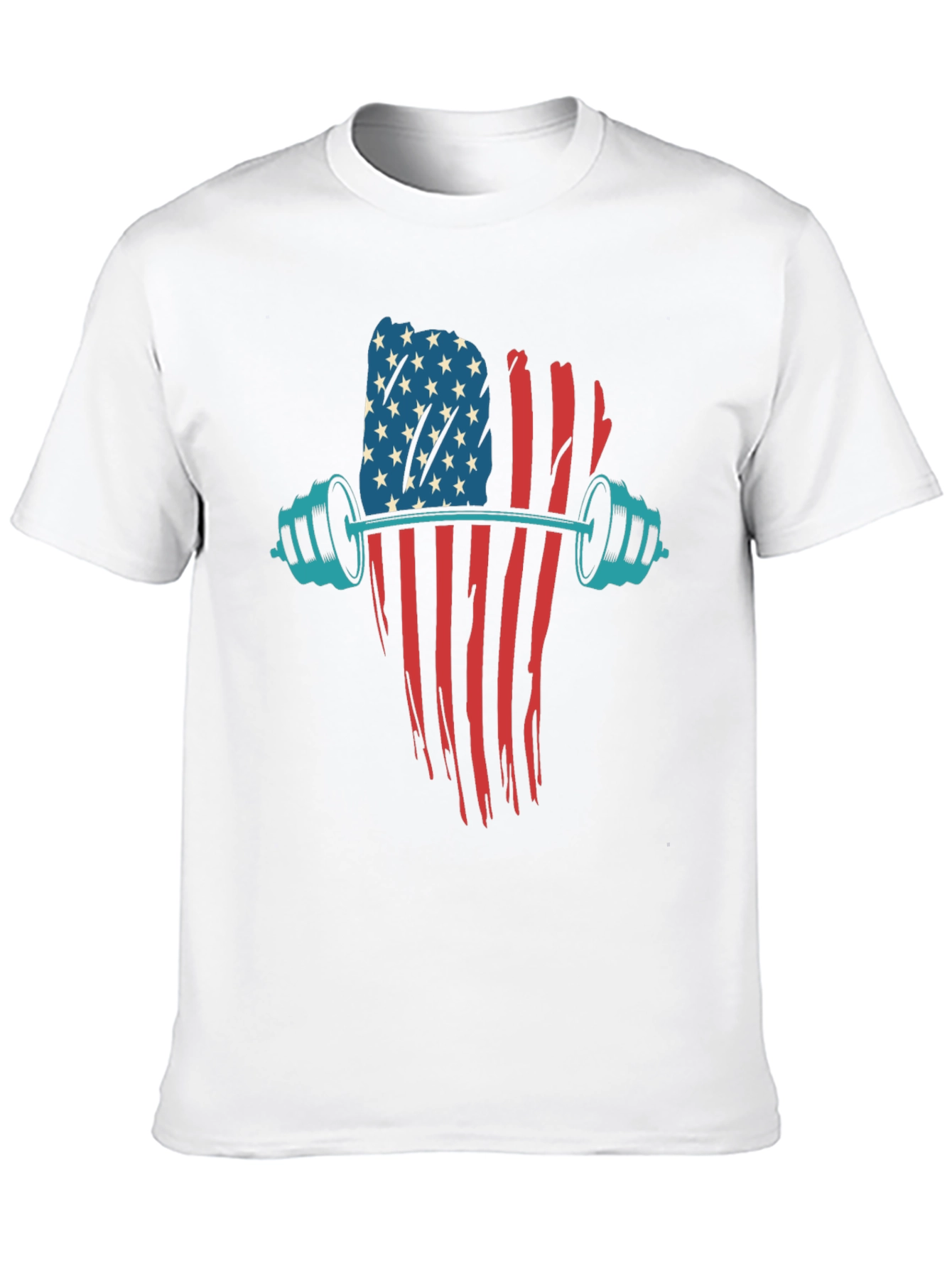 Patriotic Barbell T-Shirt - American Flag Gym Wear