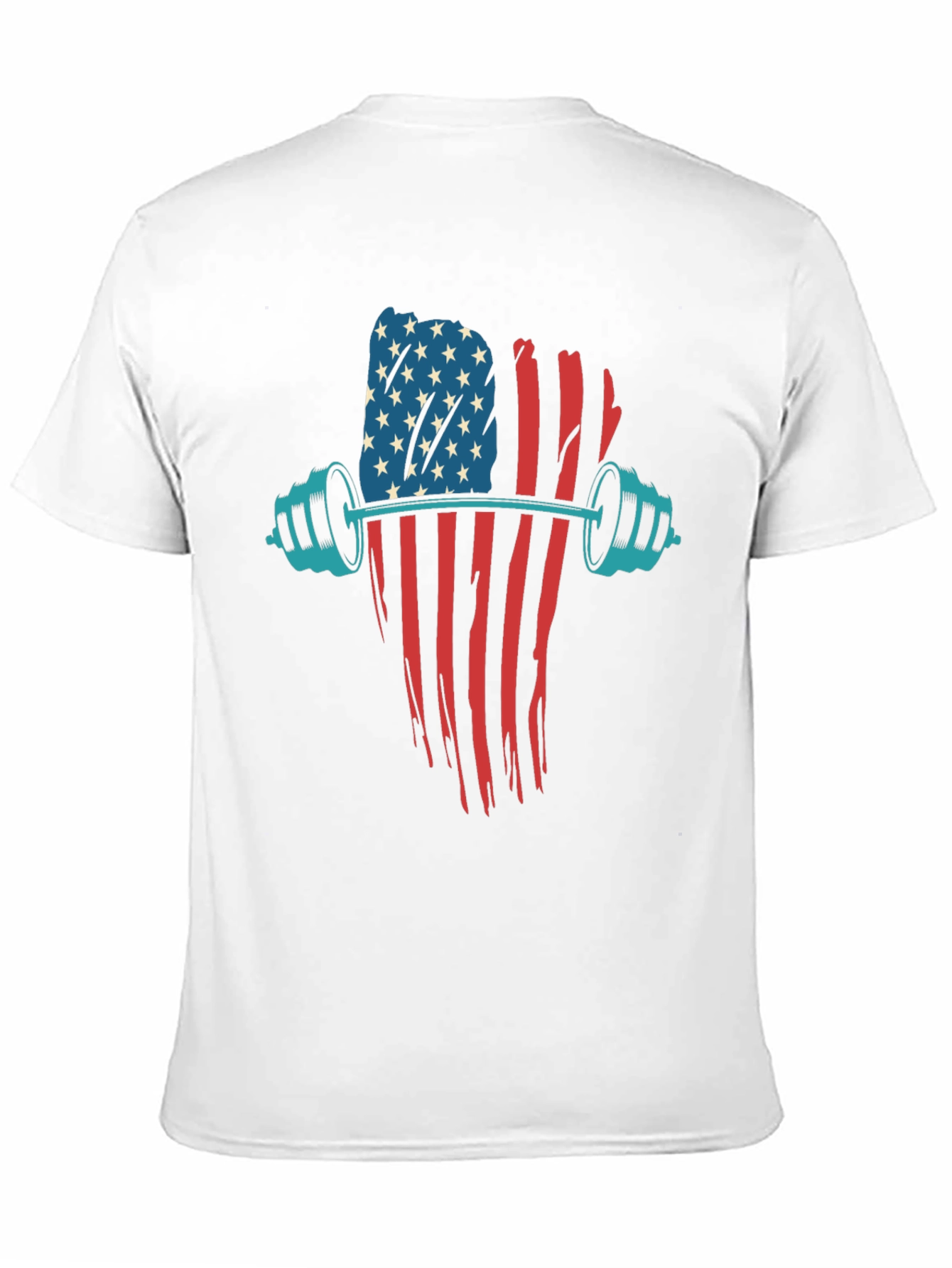 Patriotic Barbell T-Shirt - American Flag Gym Wear