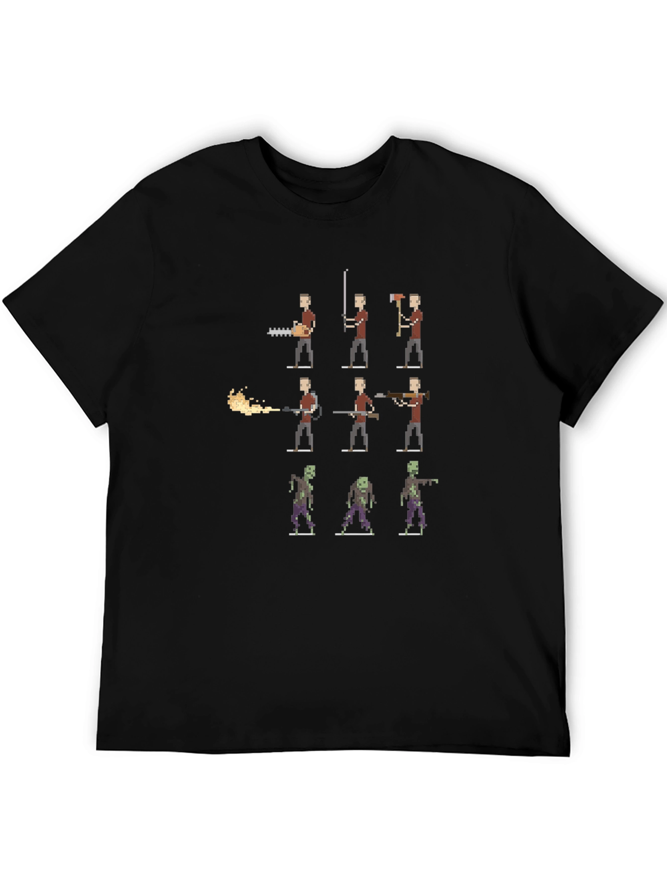 Pixel Zombie Hunter T-Shirt - Black Cotton Tee