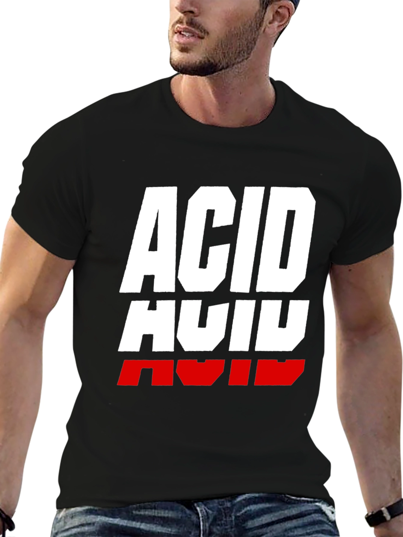 Acid Graphic Print T-Shirt - Black