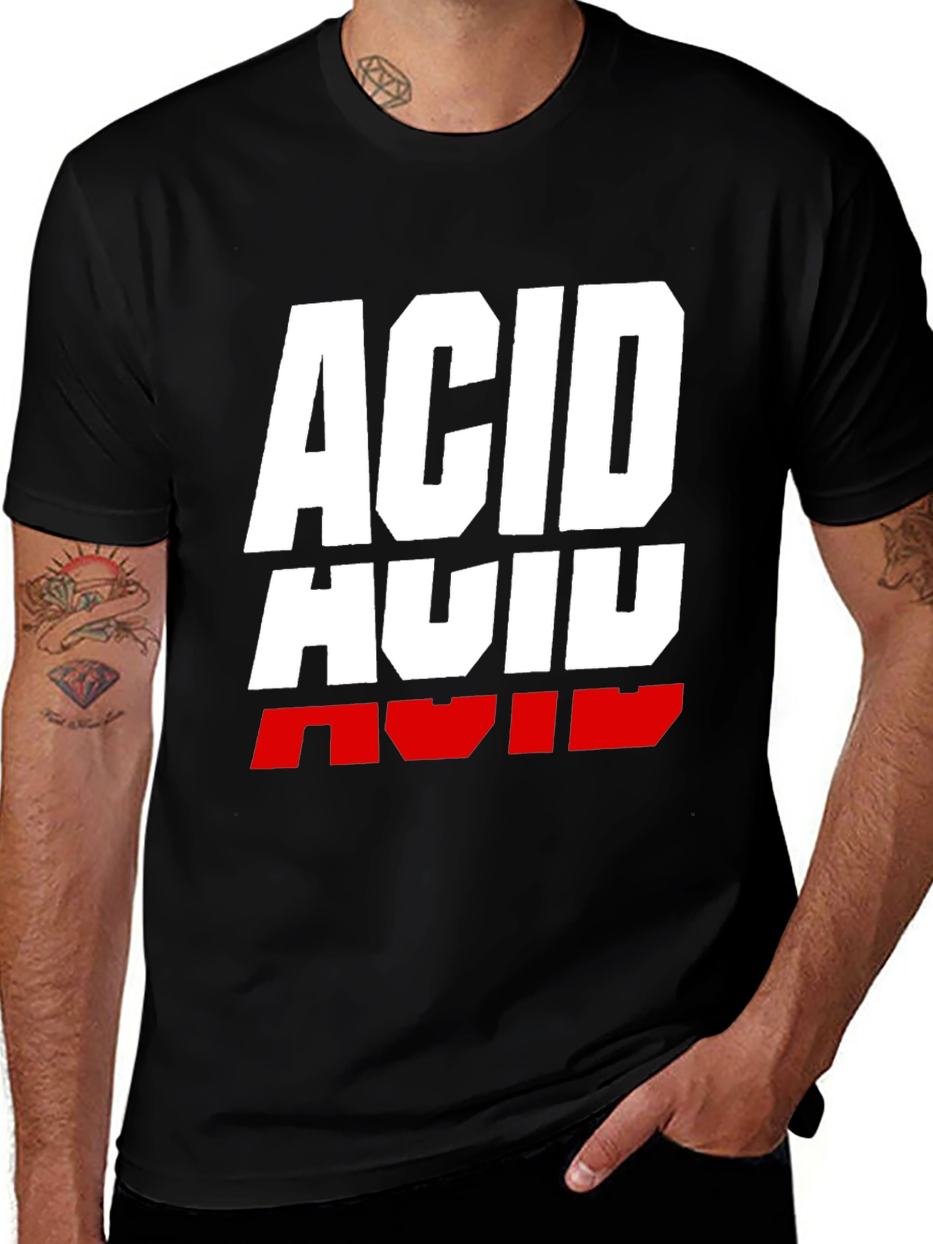 Acid Graphic Print T-Shirt - Black