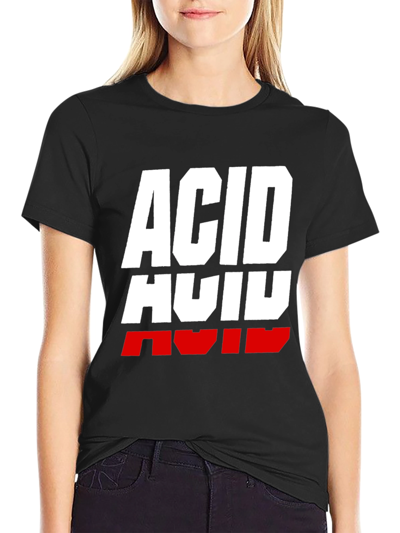 Acid Graphic Print T-Shirt - Black