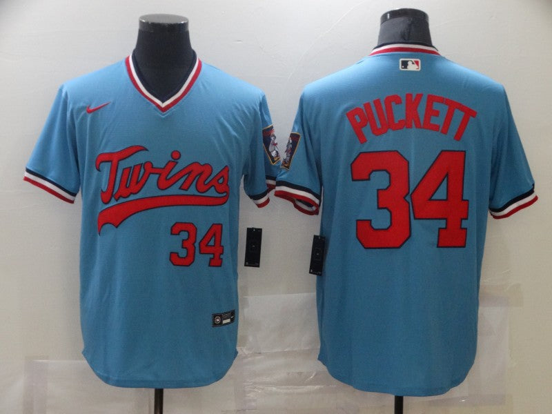 Men's Minnesota Twins Kirby Puckett #34 Blue Replica Player Jerseys