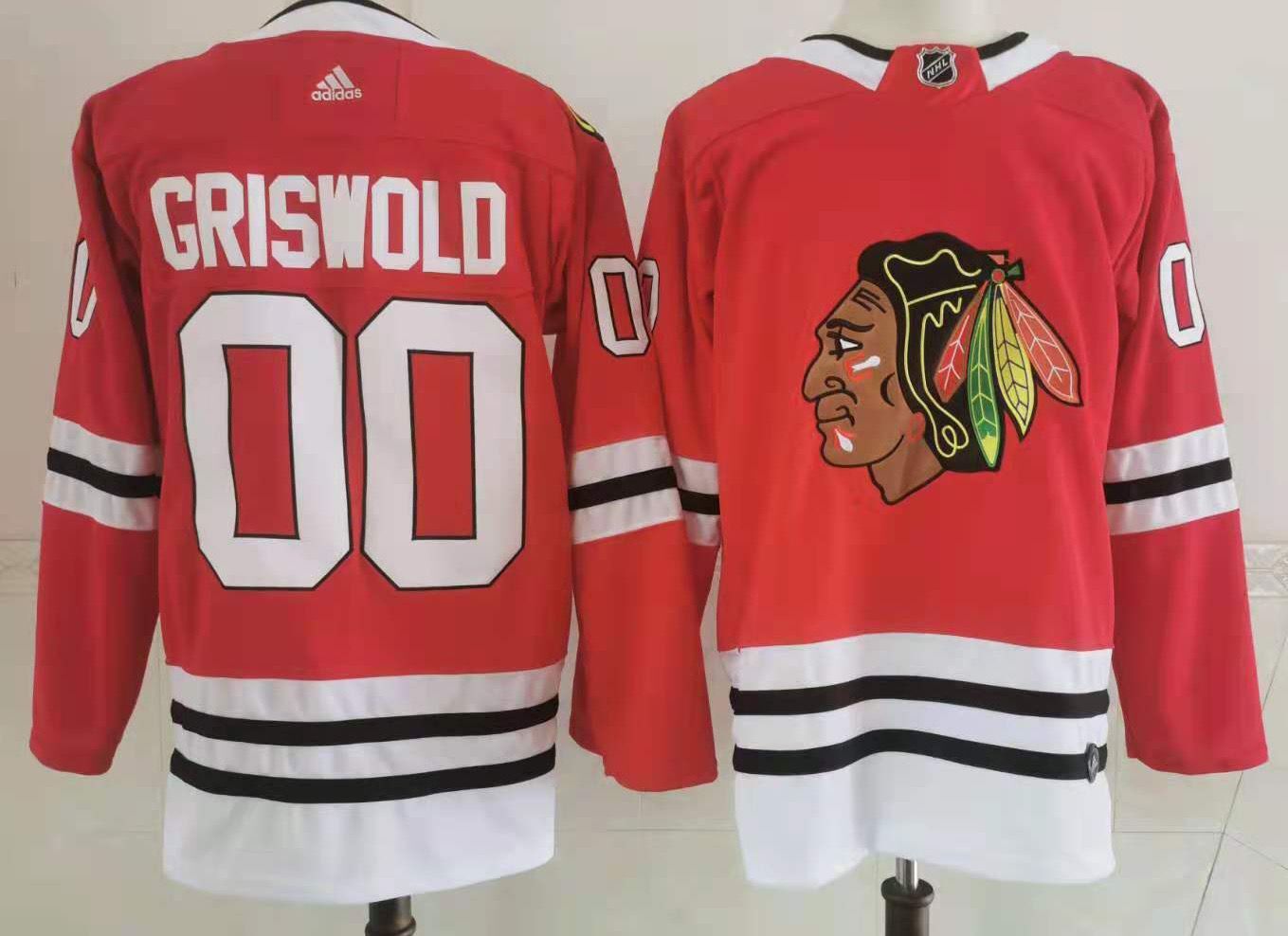 Men's Chicago Blackhawks Clark Griswold #00 Christmas Vacation Red Breakaway Player Jerseys