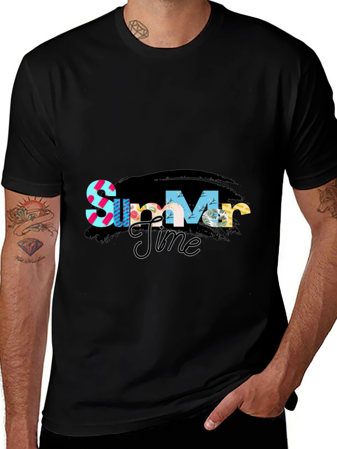 Summer Time Graphic Tee - Stylish Black T-Shirt