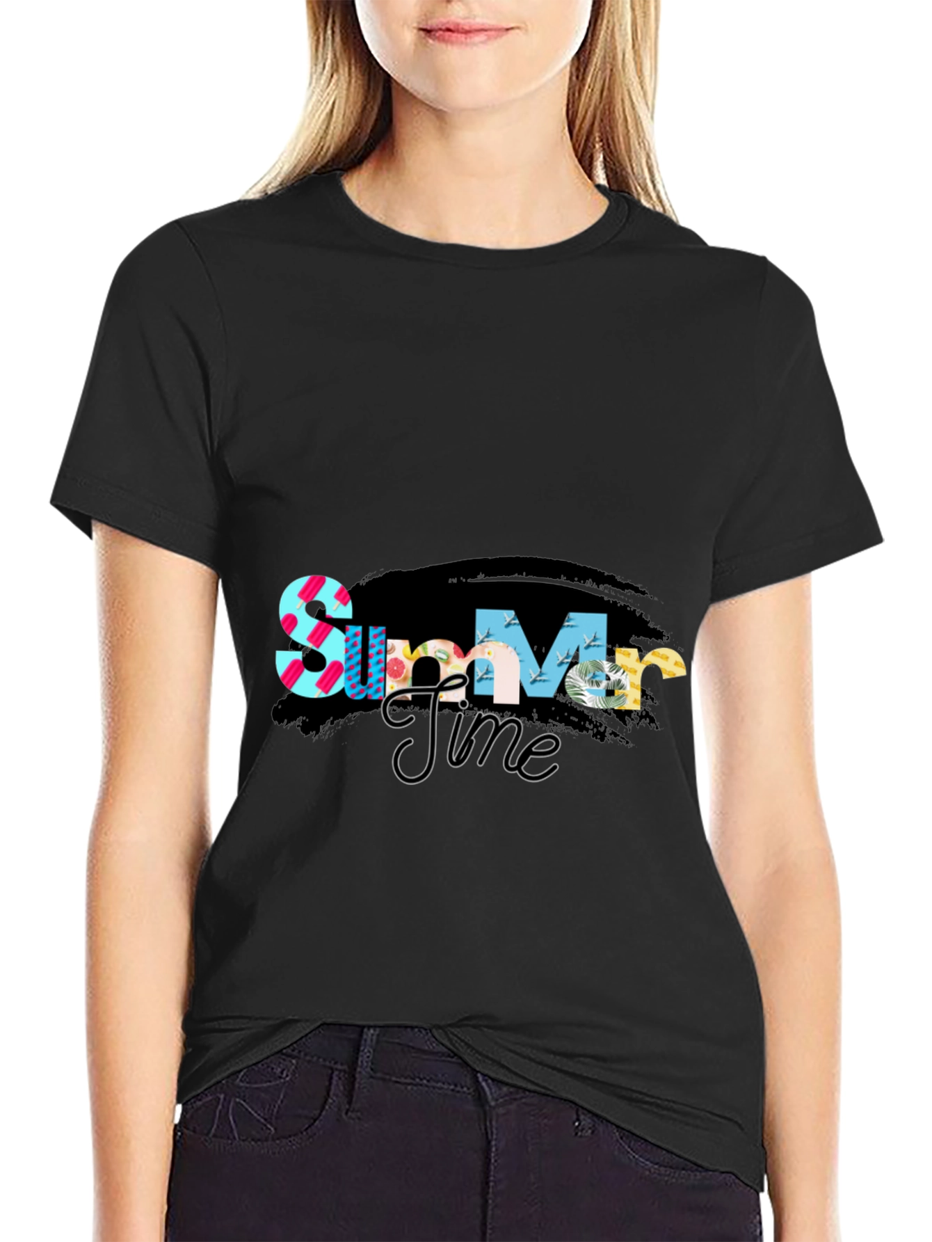 Summer Time Graphic Tee - Stylish Black T-Shirt