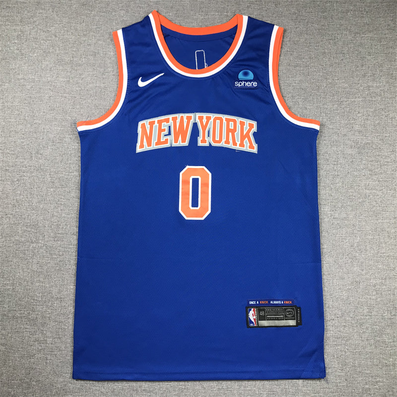 Men's New York Knicks Donte DiVincenzo #0 Blue Swingman Jerseys - Icon Edition