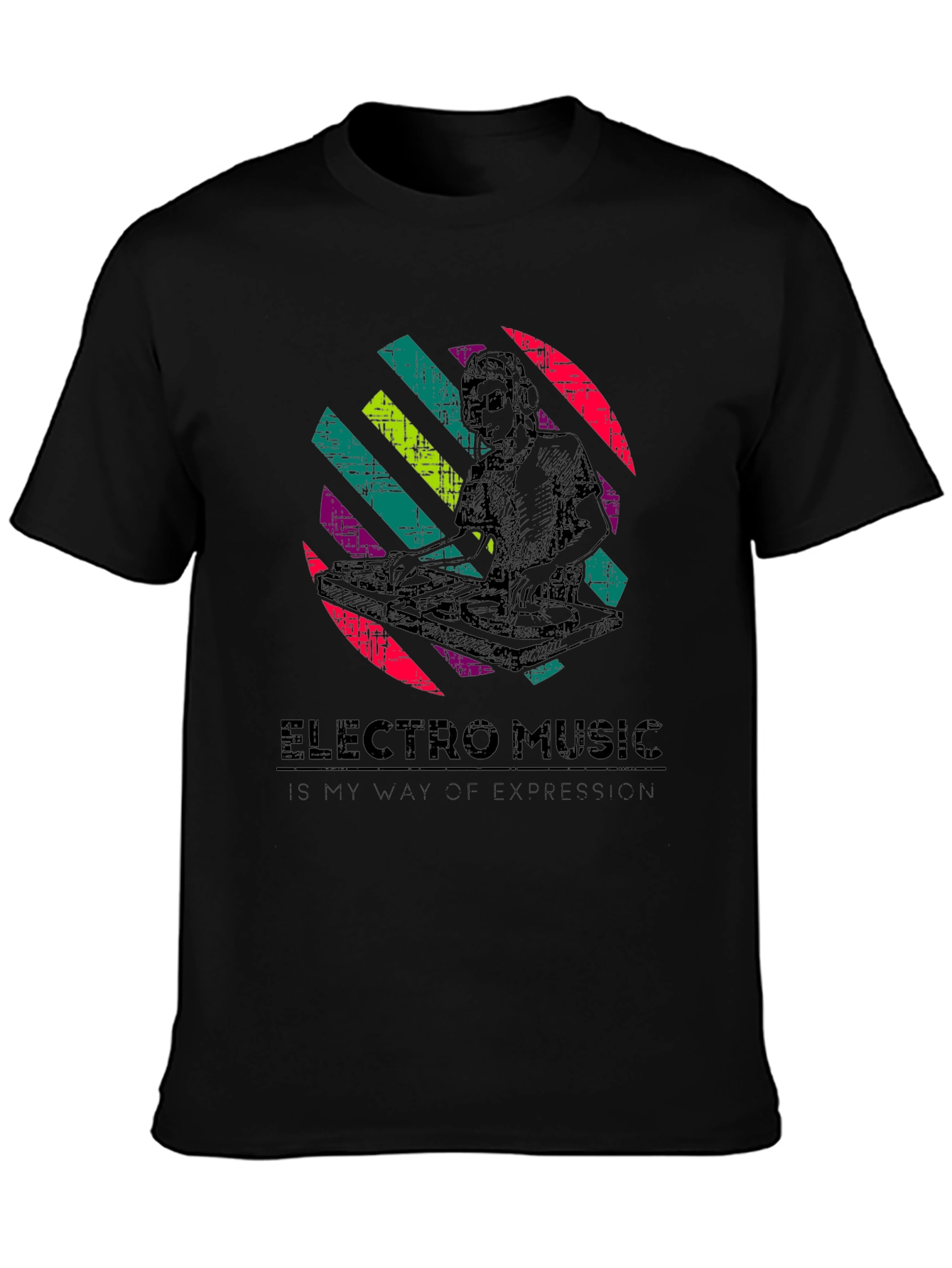 Electro Music DJ Graphic T-Shirt - Black