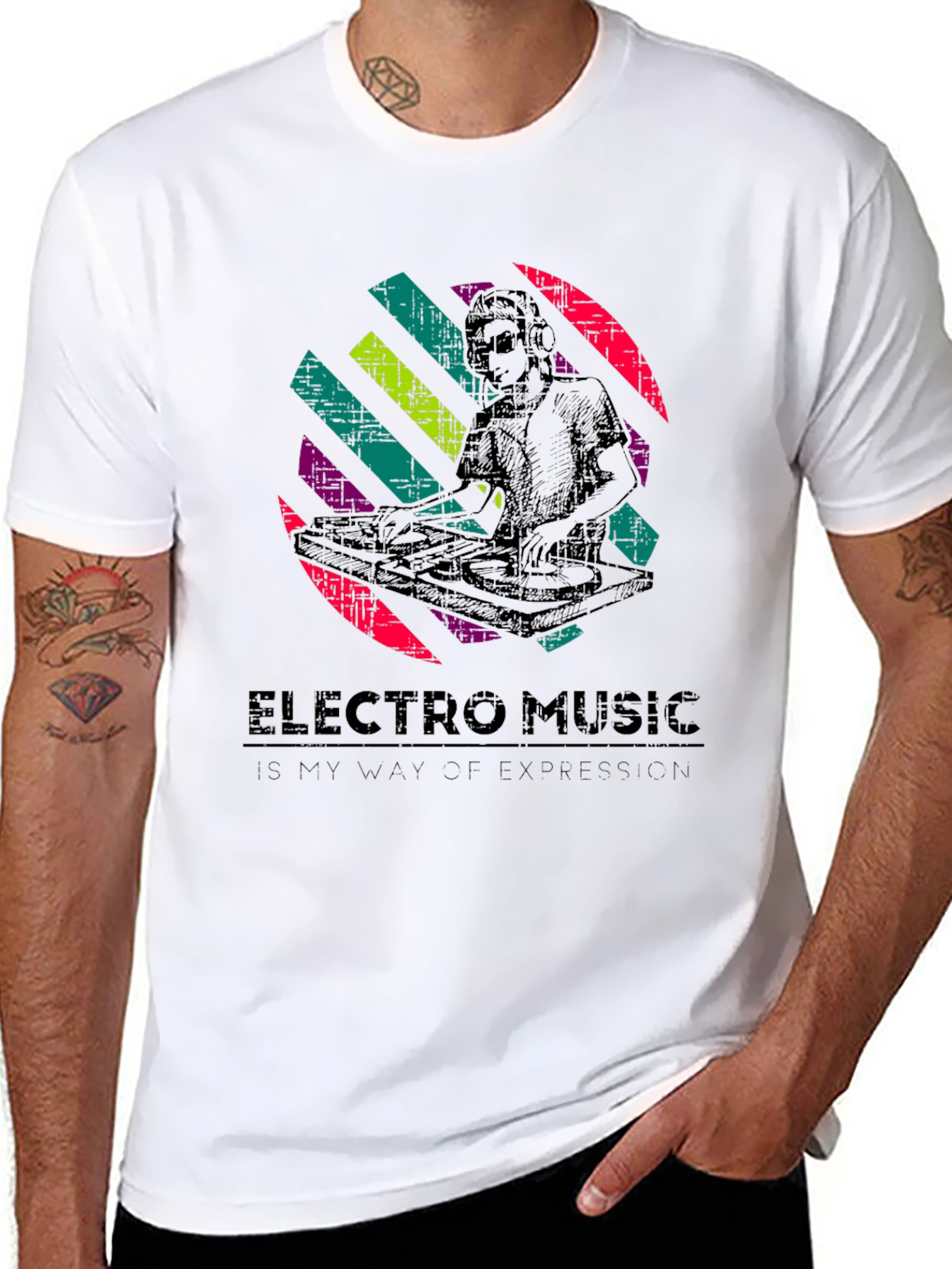 Electro Music DJ Graphic T-Shirt - Black