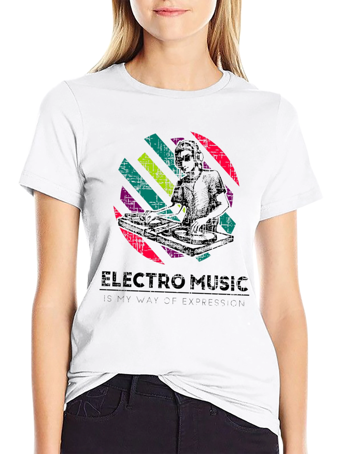 Electro Music DJ Graphic T-Shirt - Black