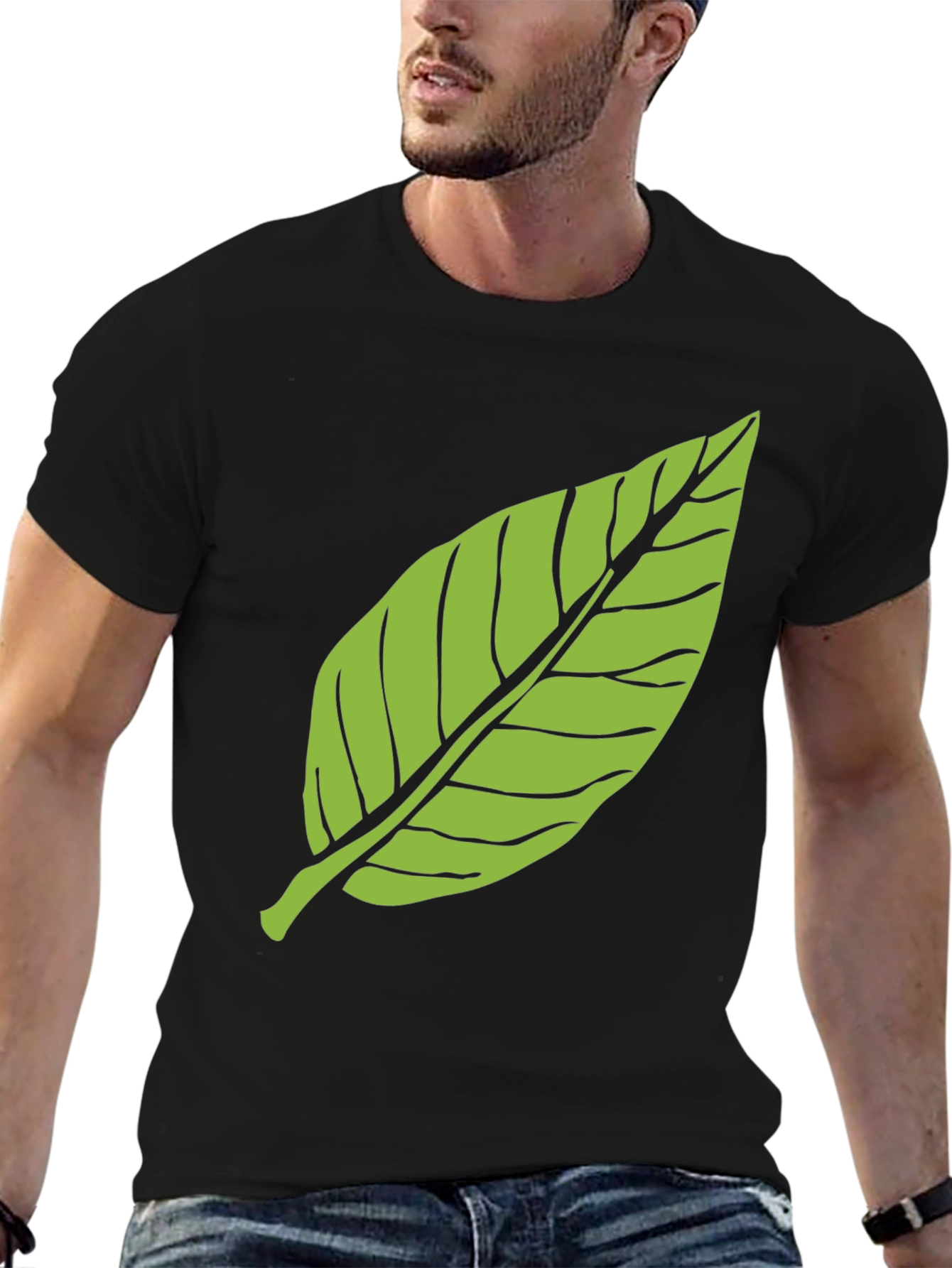Green Leaf Graphic Tee - Nature Inspired Style