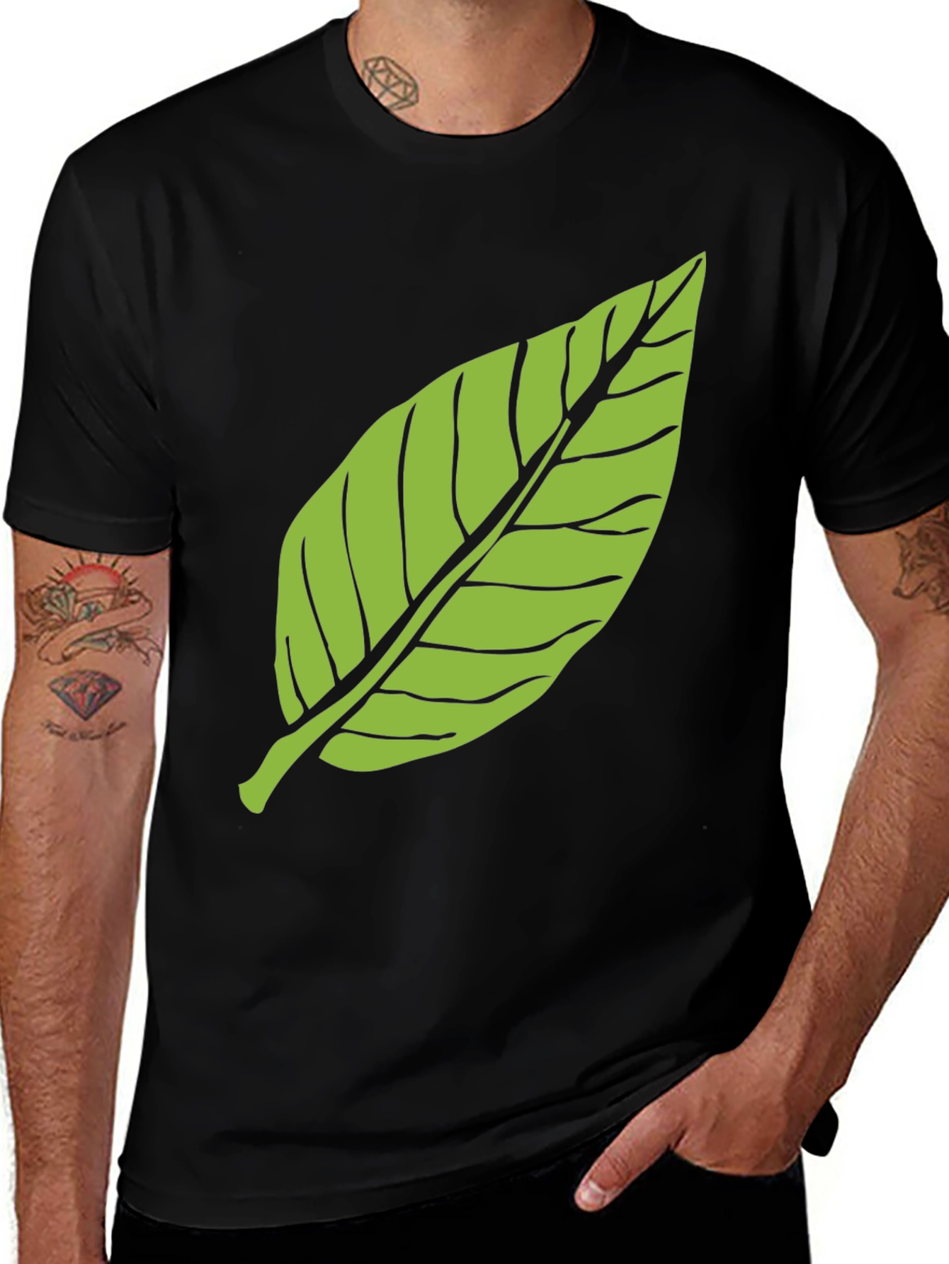 Green Leaf Graphic Tee - Nature Inspired Style