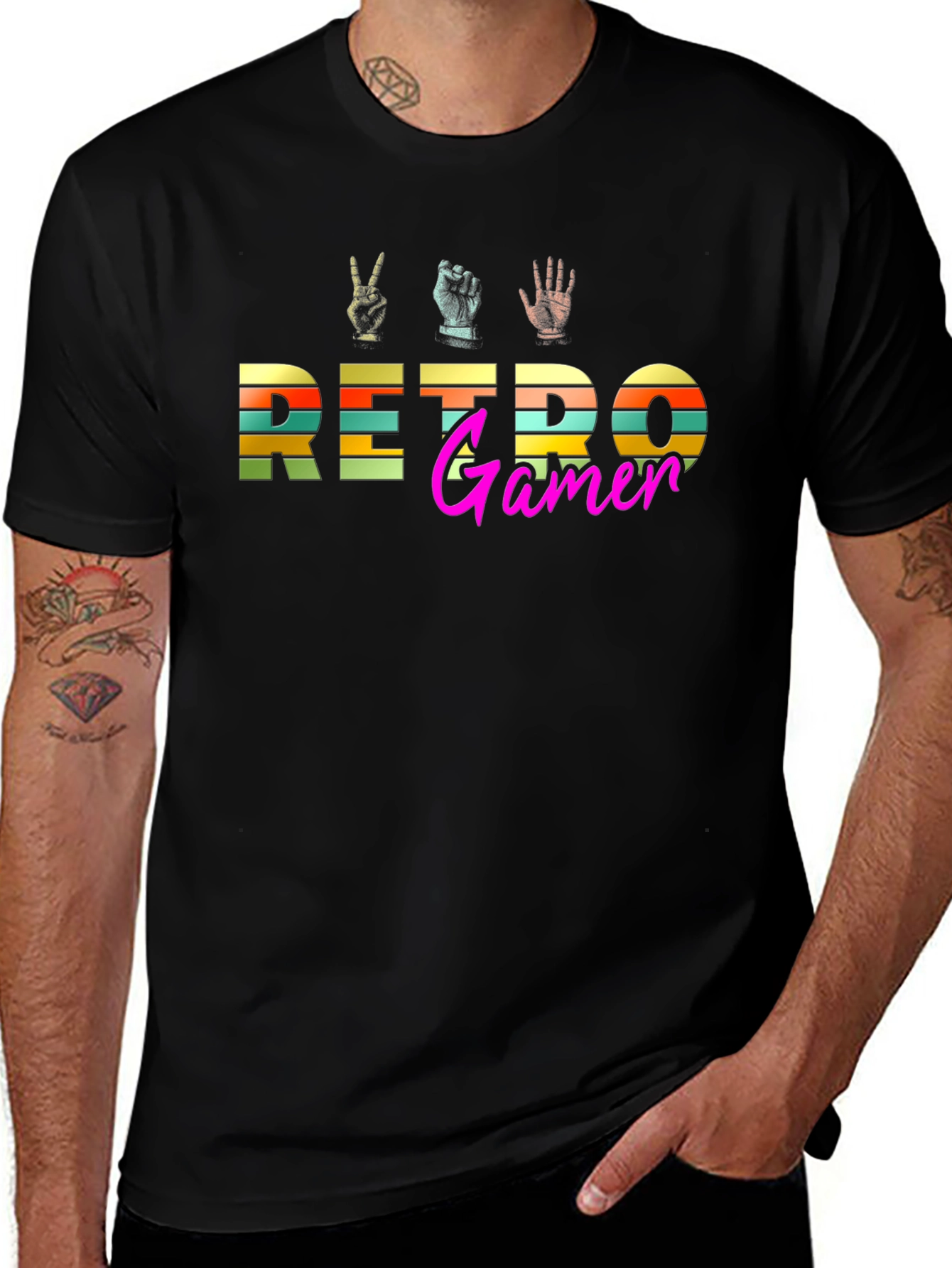 Retro Gamer Graphic T-Shirt - Black