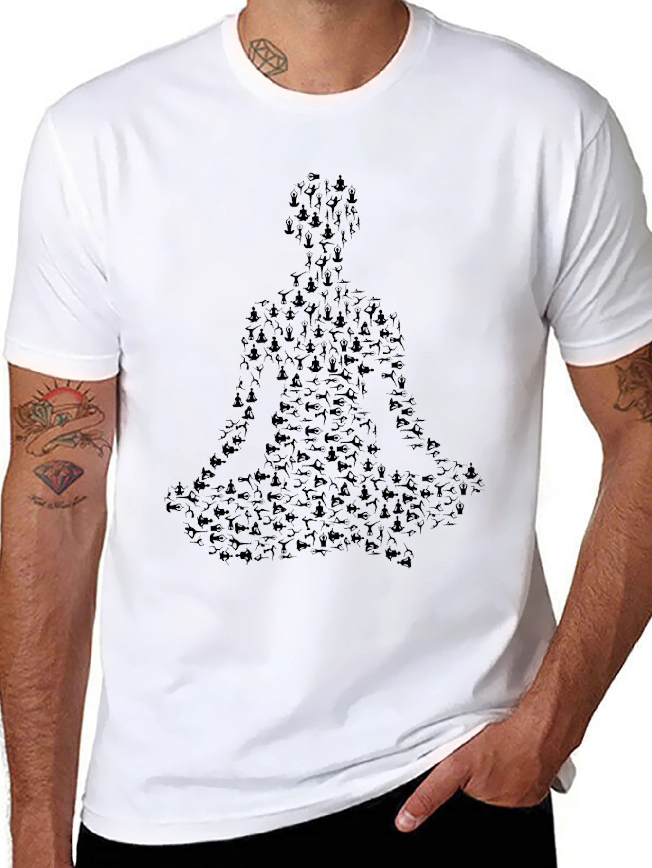 Yoga Pose Meditating T-Shirt - Unisex Black Tee