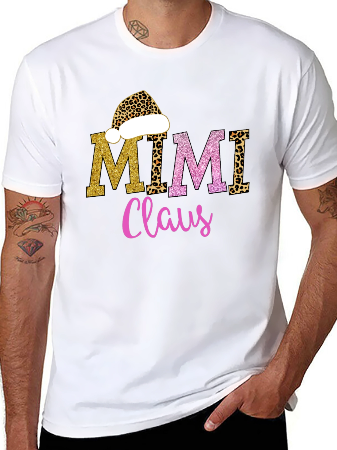 Mimi Claus T-Shirt - Leopard Print Holiday Tee