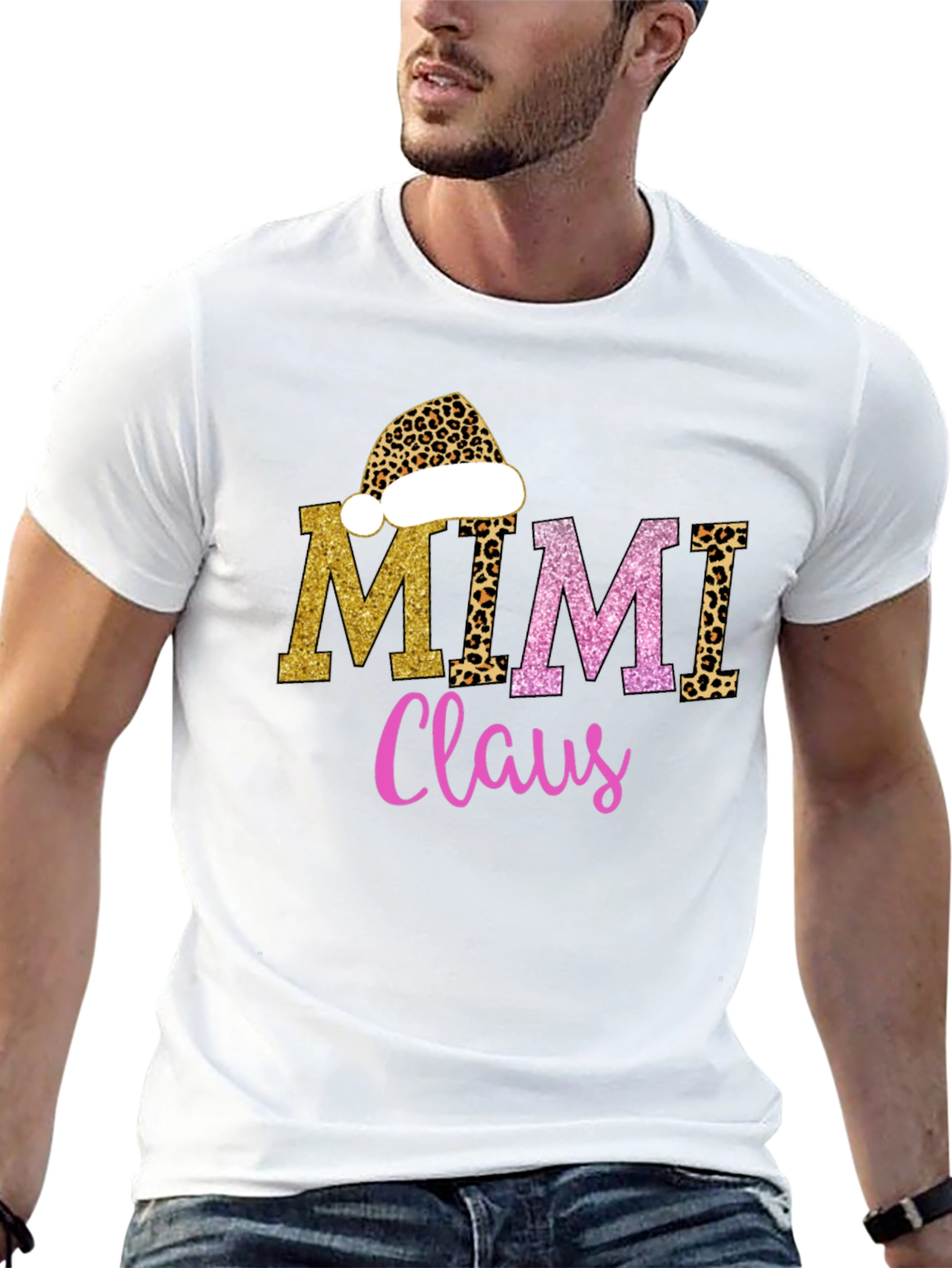 Mimi Claus T-Shirt - Leopard Print Holiday Tee